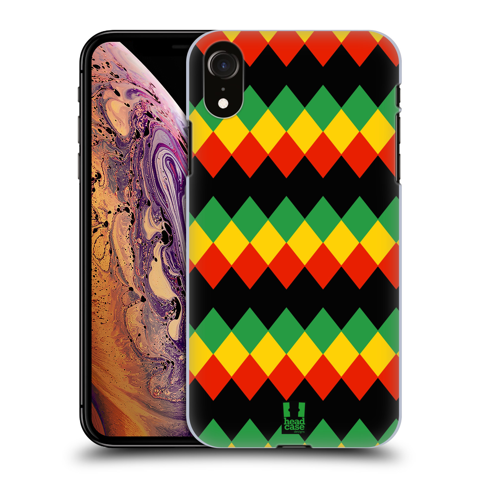 HEAD CASE plastový obal na mobil Apple Iphone XR vzor Rasta barevné vzory DIAMANT
