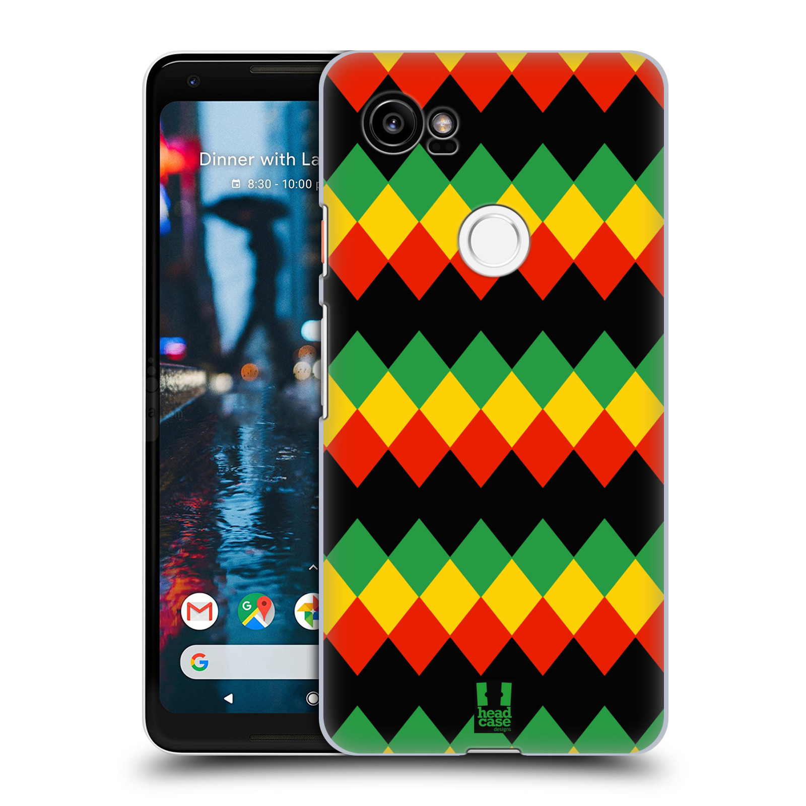 HEAD CASE plastový obal na mobil Google Pixel 2 XL vzor Rasta barevné vzory DIAMANT