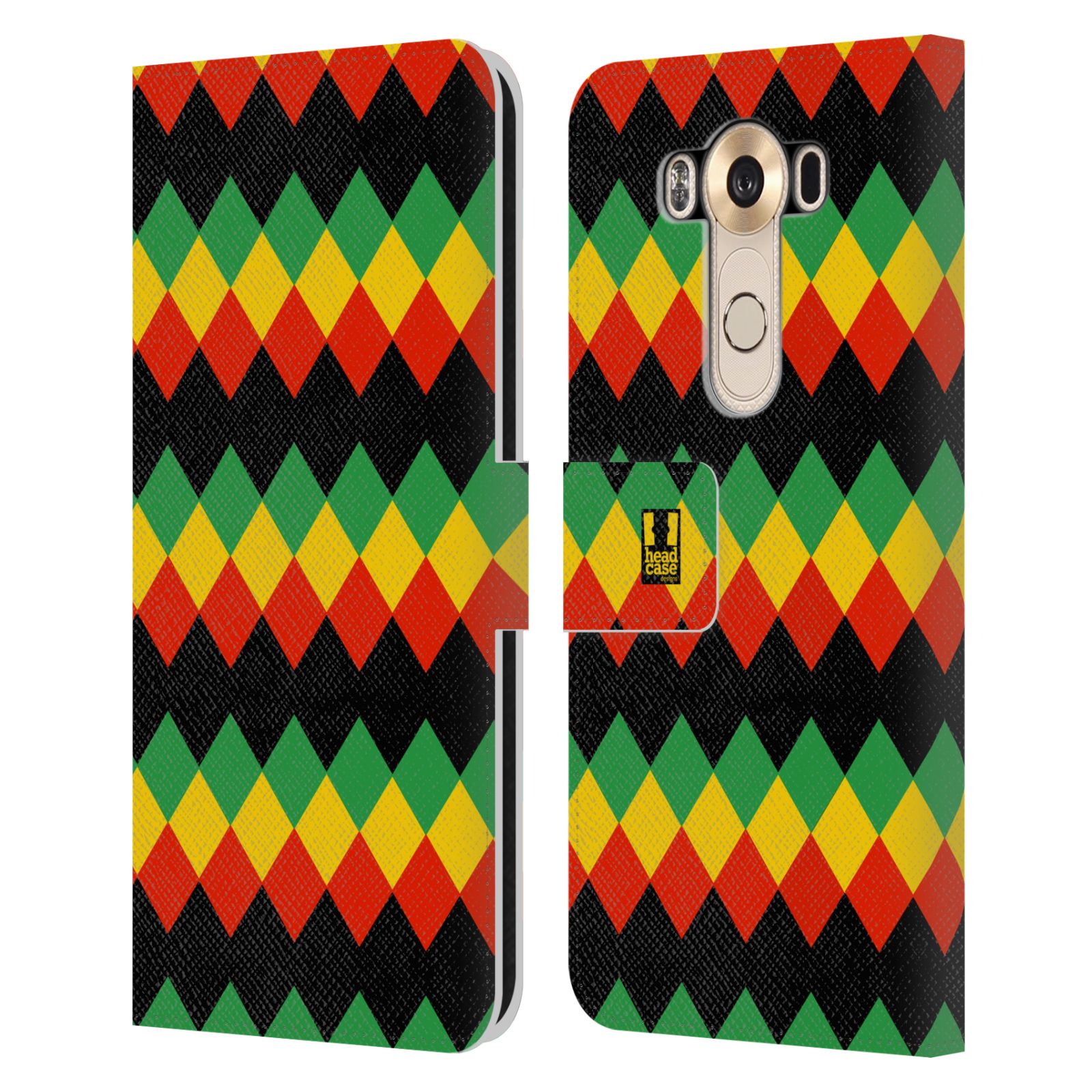 HEAD CASE Flipové pouzdro pro mobil LG V10 Rastafariánský motiv Jamajka diamant