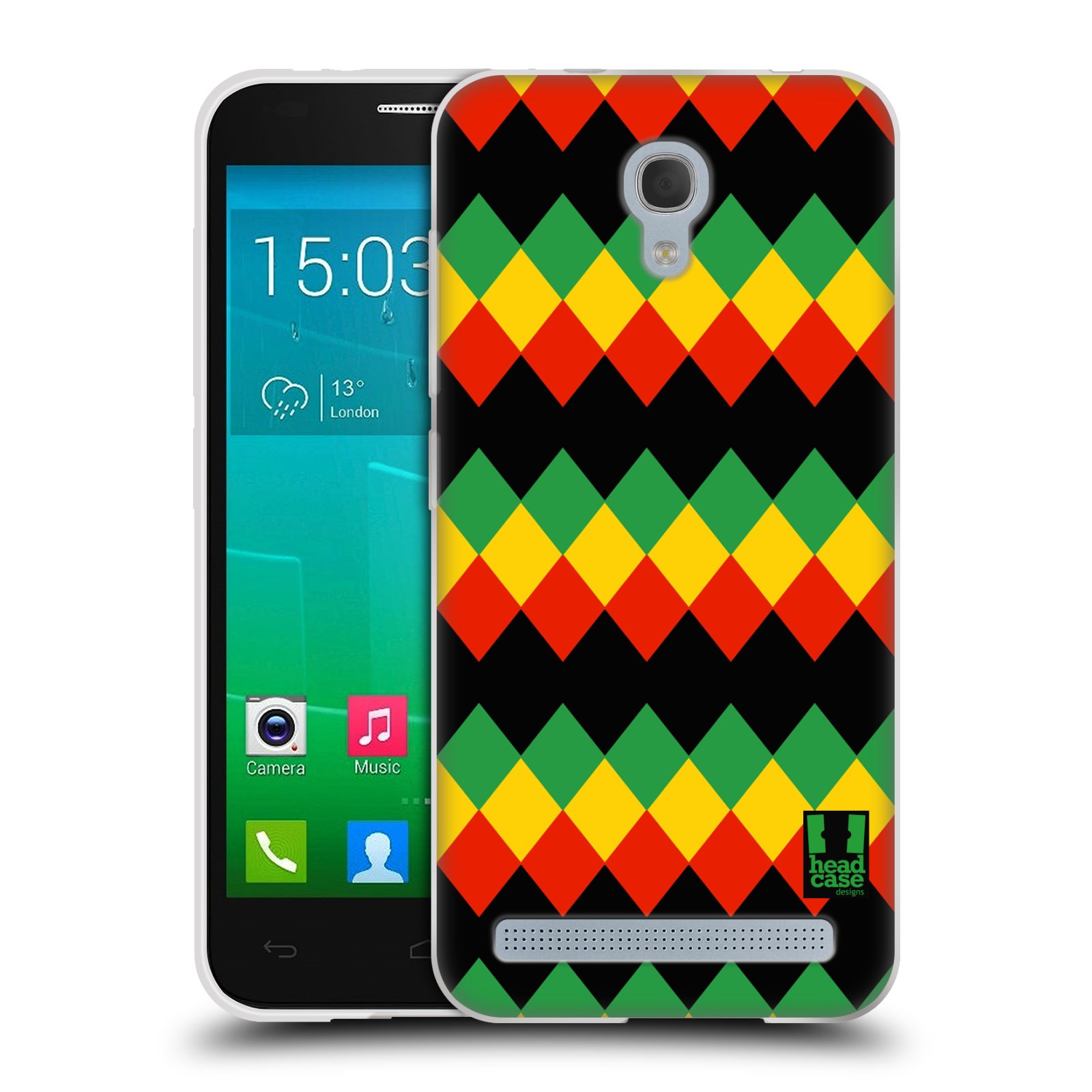 HEAD CASE silikonový obal na mobil Alcatel Idol 2 MINI S 6036Y vzor Rasta barevné vzory DIAMANT