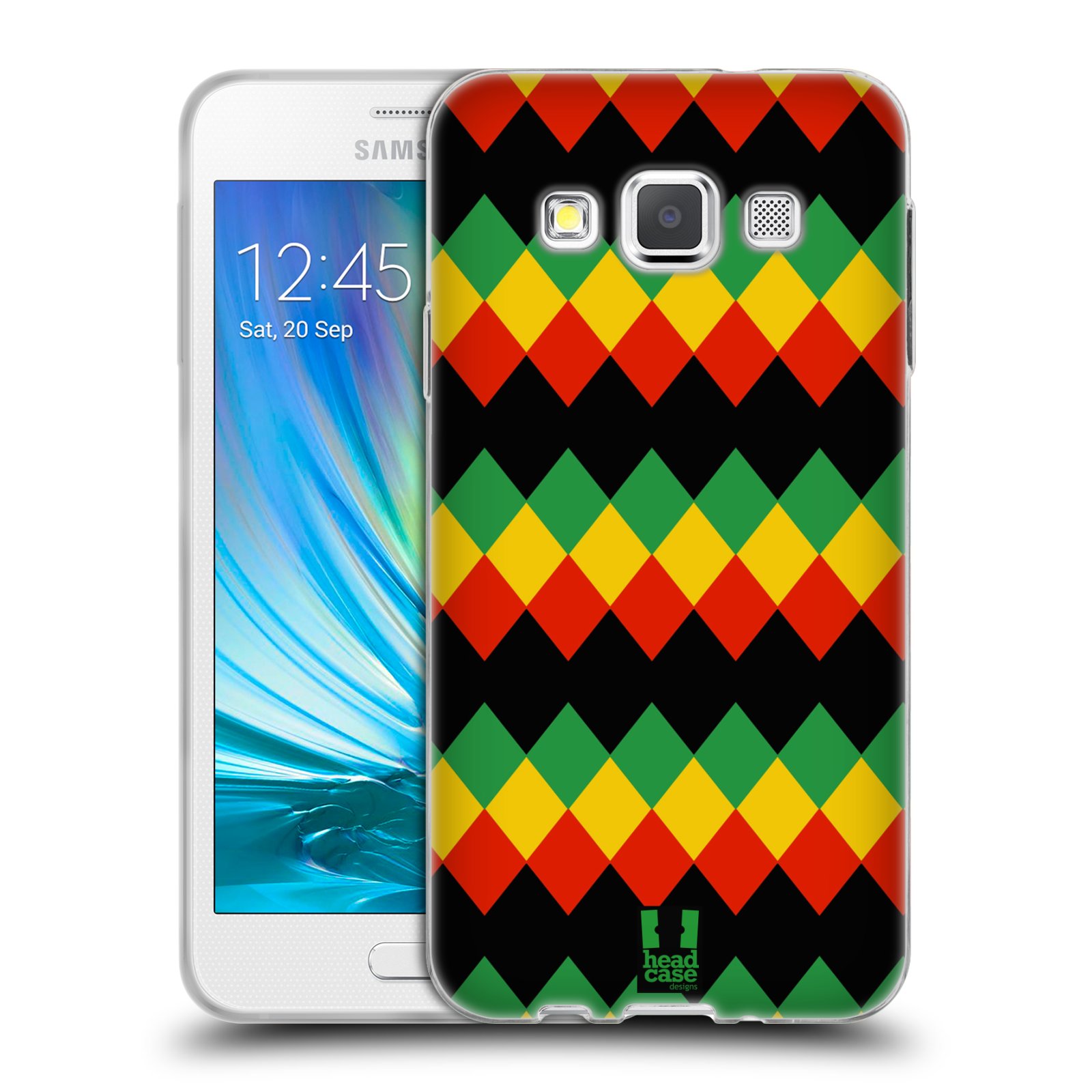 HEAD CASE silikonový obal na mobil Samsung Galaxy A3 vzor Rasta barevné vzory DIAMANT