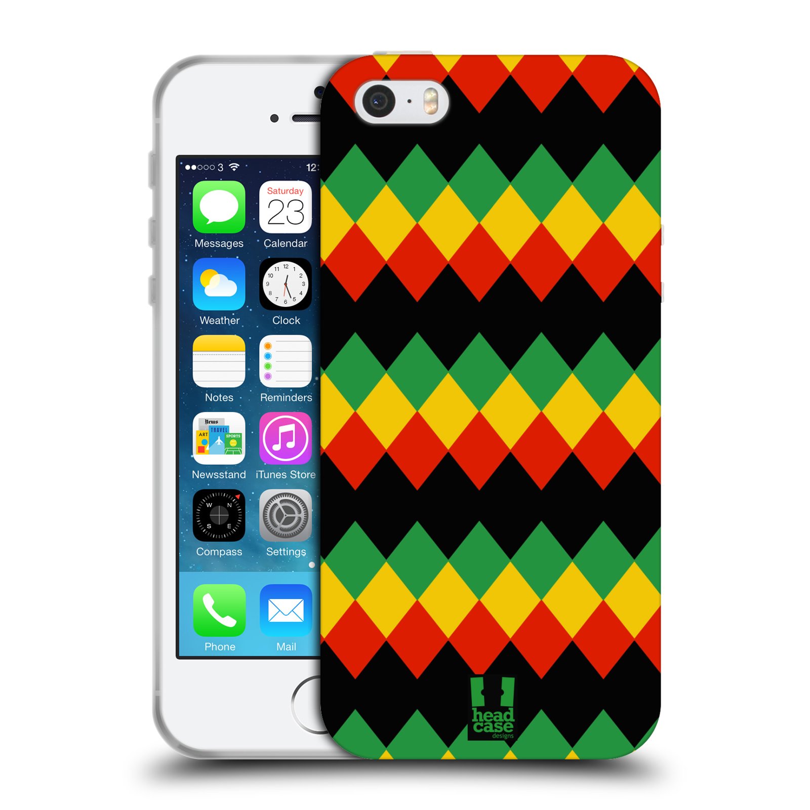 HEAD CASE silikonový obal na mobil Apple Iphone 5/5S vzor Rasta barevné vzory DIAMANT