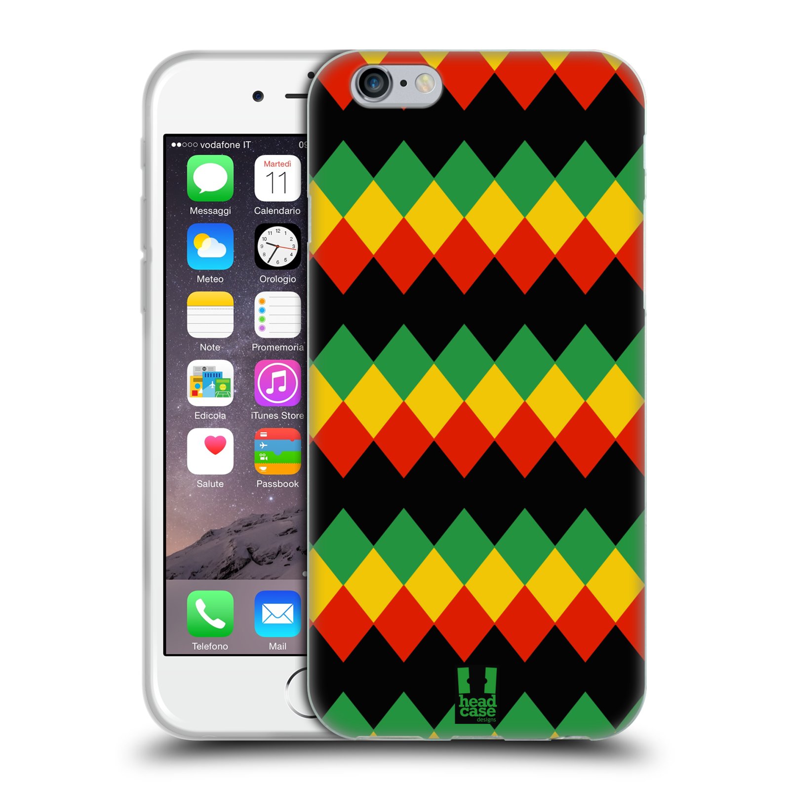 HEAD CASE silikonový obal na mobil Apple Iphone 6/6S vzor Rasta barevné vzory DIAMANT