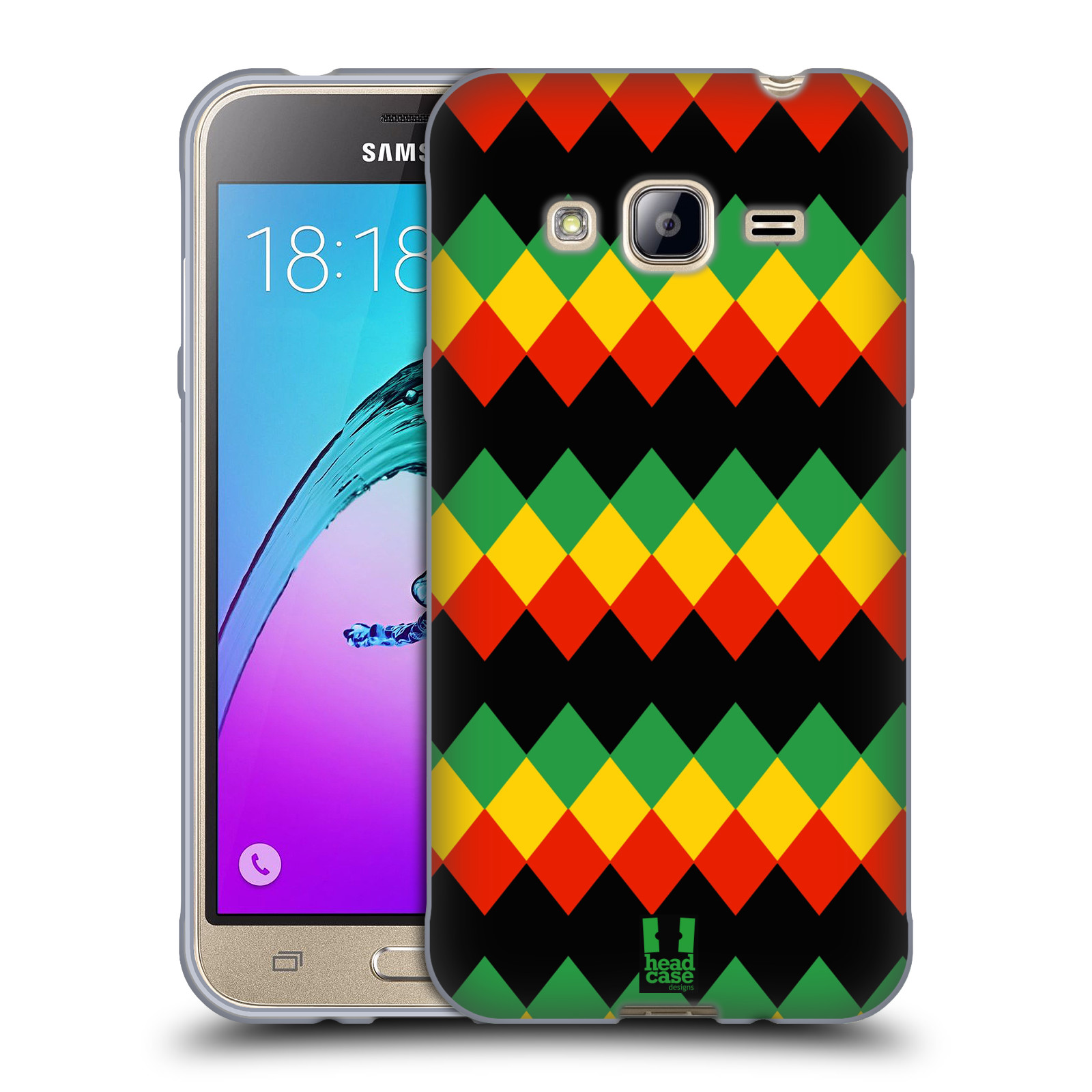 HEAD CASE silikonový obal na mobil Samsung Galaxy J3, J3 2016 vzor Rasta barevné vzory DIAMANT