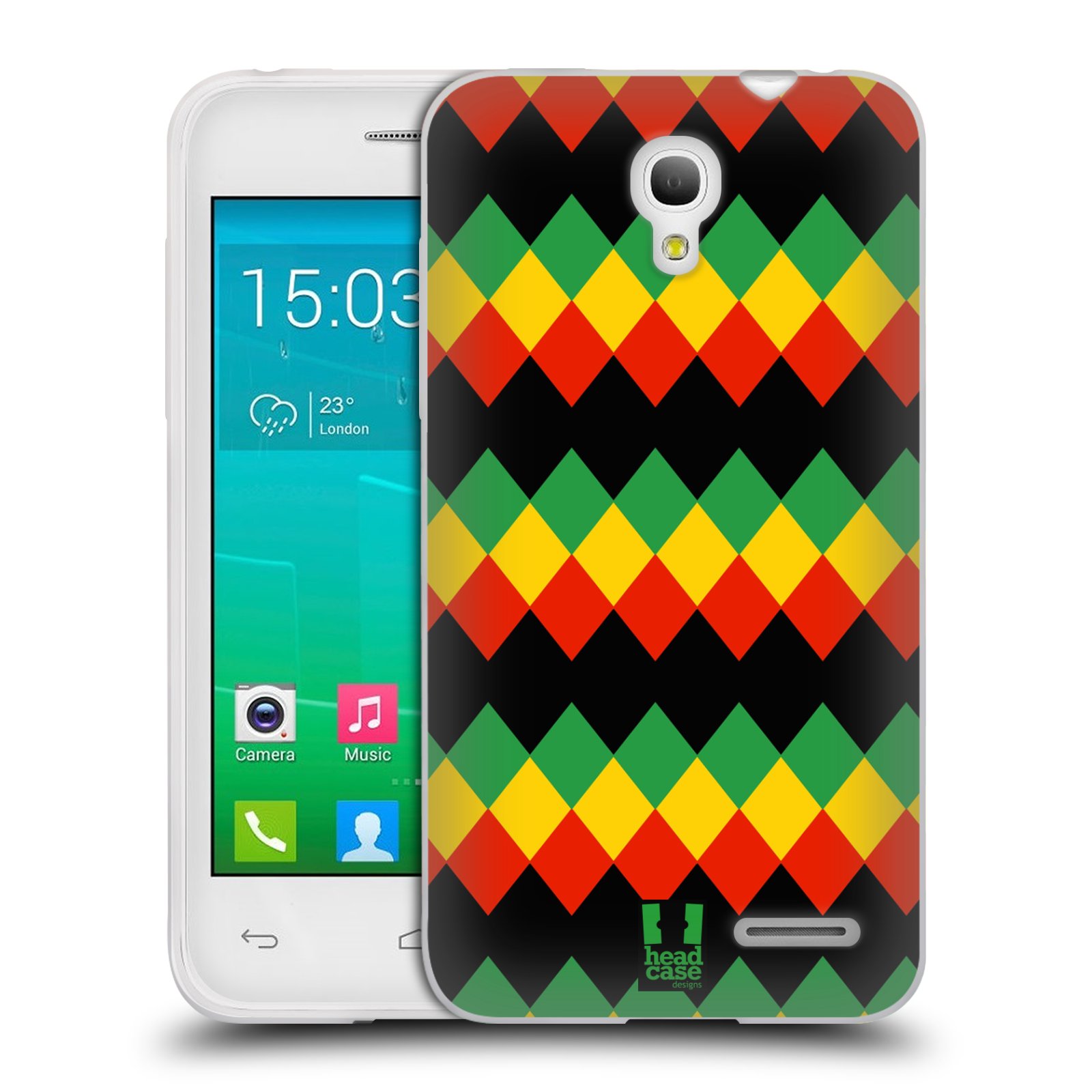 HEAD CASE silikonový obal na mobil Alcatel POP S3 OT-5050Y vzor Rasta barevné vzory DIAMANT