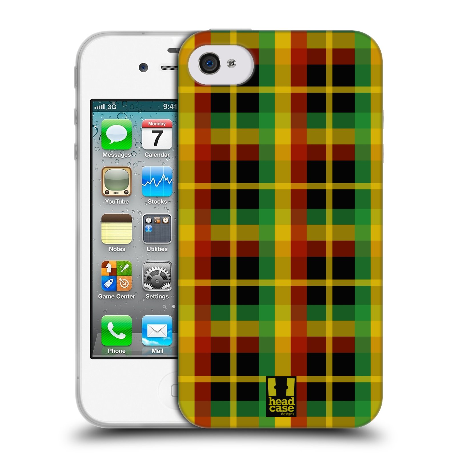 HEAD CASE silikonový obal na mobil Apple Iphone 4/4S vzor Rasta barevné vzory KOSTIČKY
