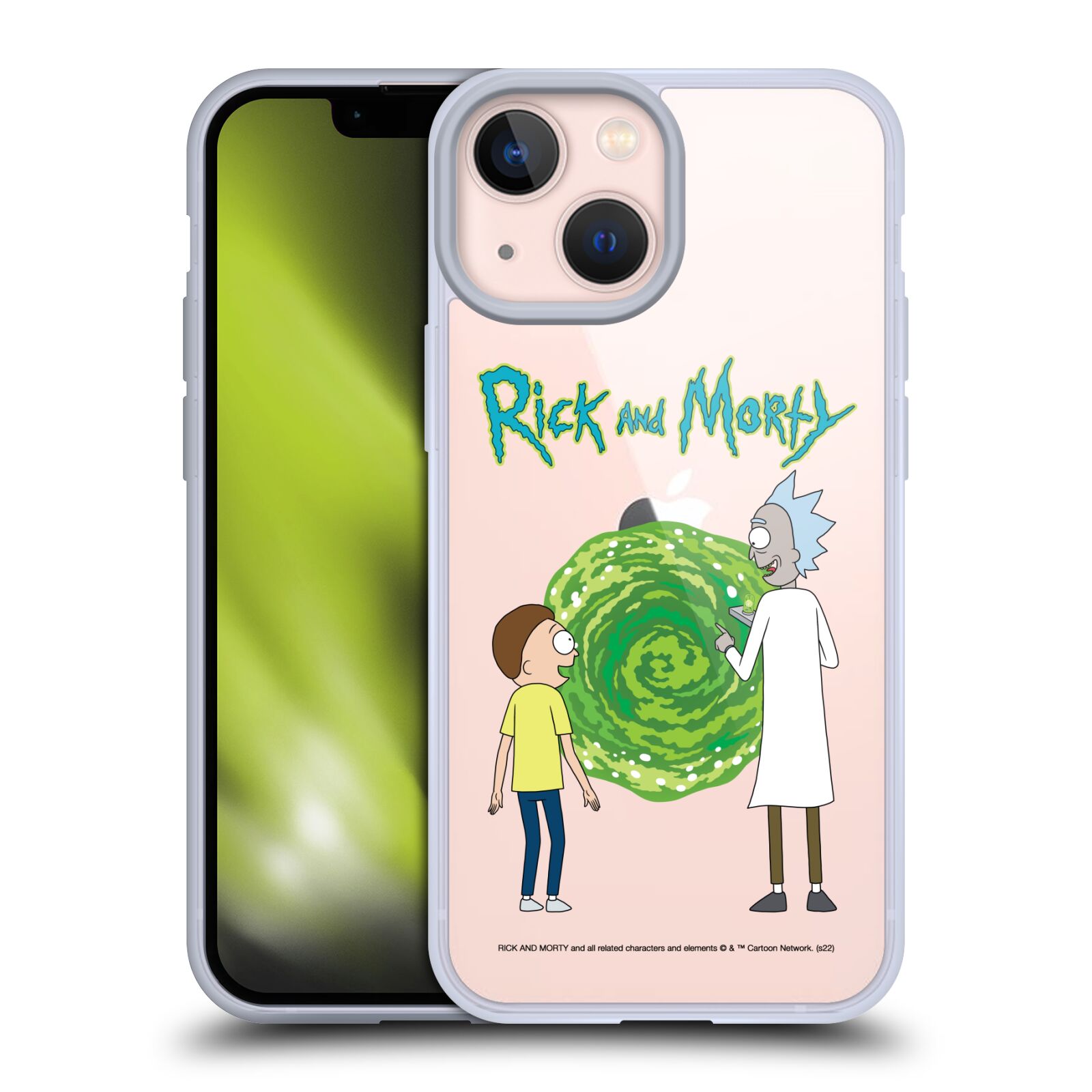 Silikonový obal na mobil Apple iPhone 13 MINI - HEAD CASE - Rick a Morty - Zelená Díra