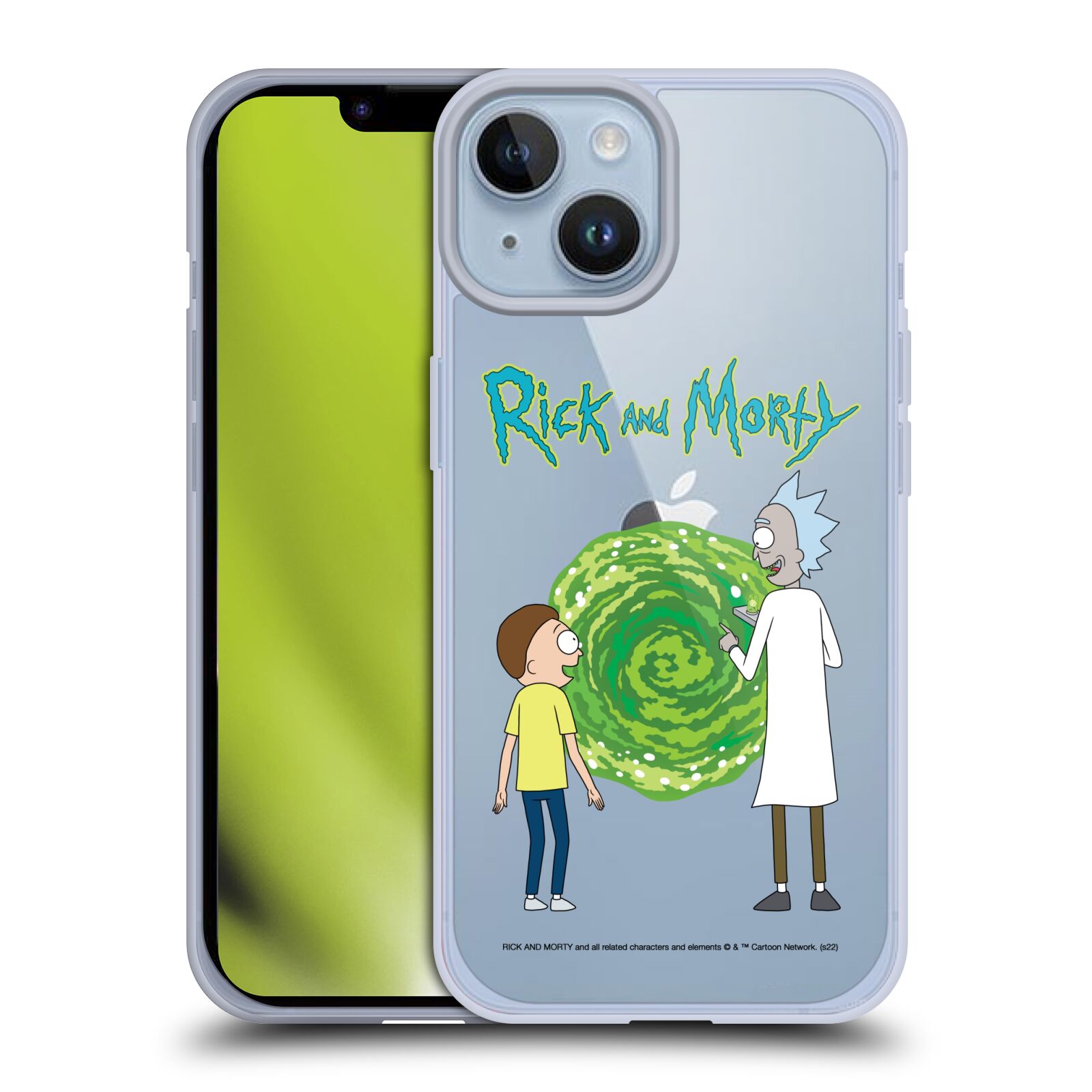 Silikonový obal na mobil Apple iPhone 14 - HEAD CASE - Rick a Morty - Zelená Díra