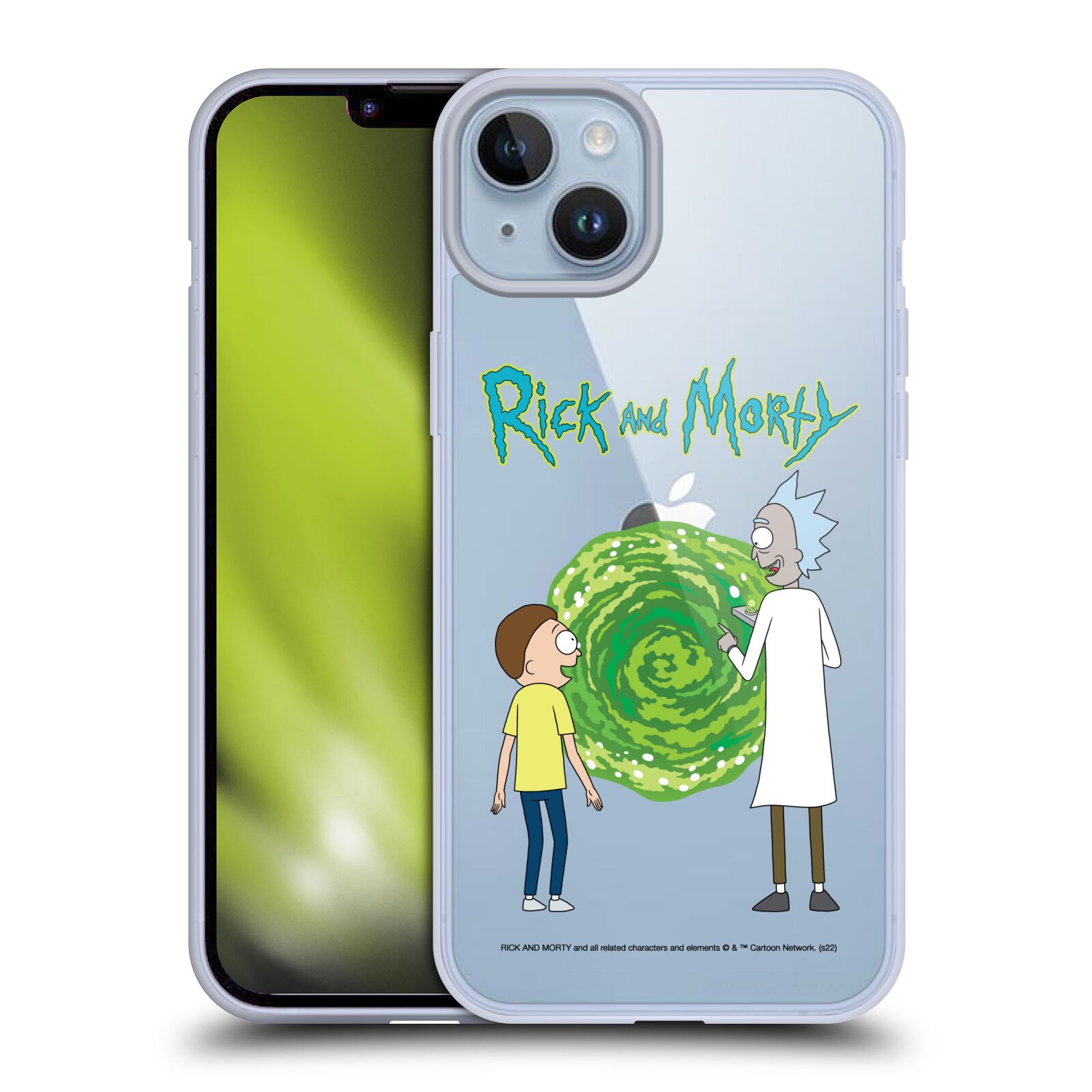 Silikonový obal na mobil Apple iPhone 14 PLUS - HEAD CASE - Rick a Morty - Zelená Díra