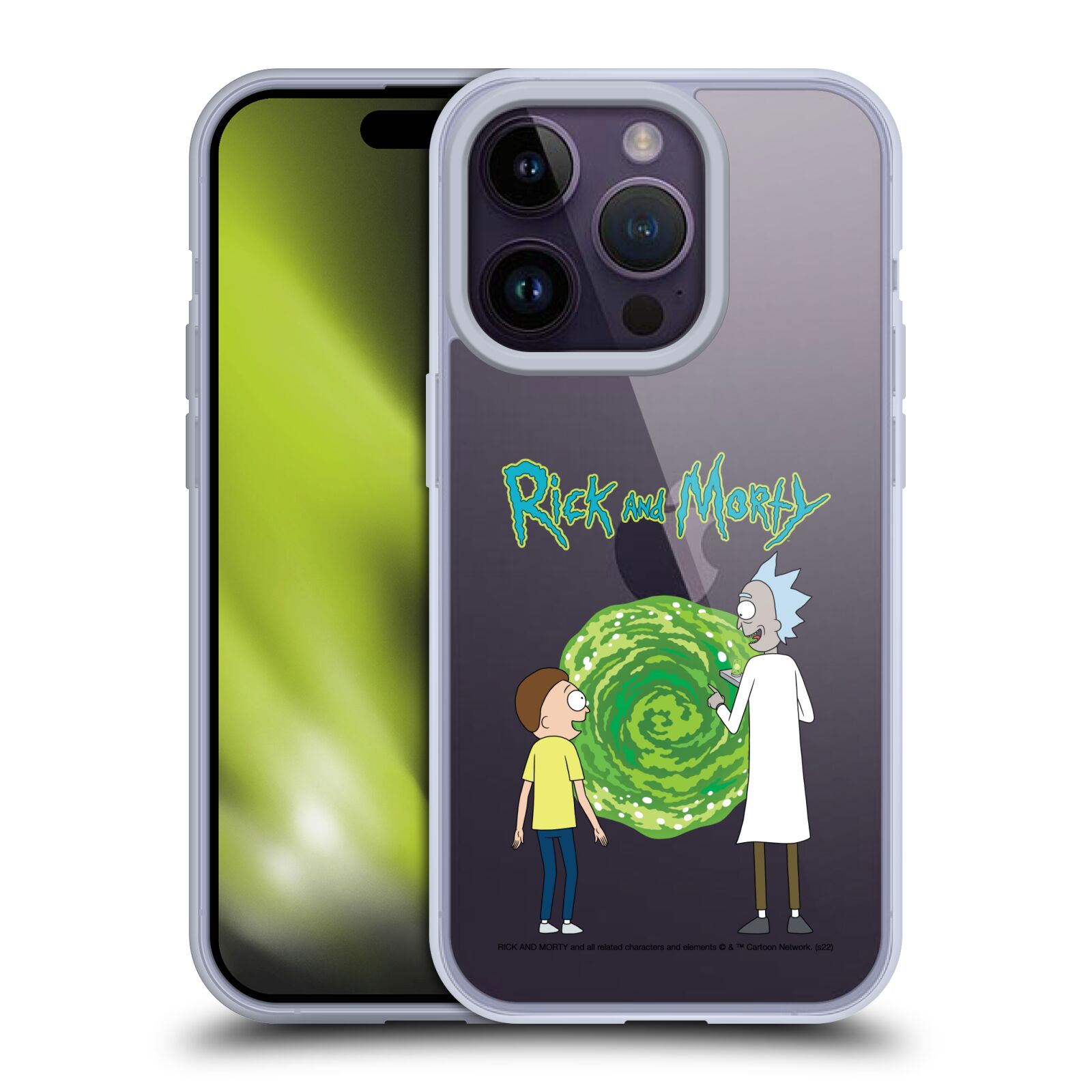 Silikonový obal na mobil Apple iPhone 14 PRO - HEAD CASE - Rick a Morty - Zelená Díra