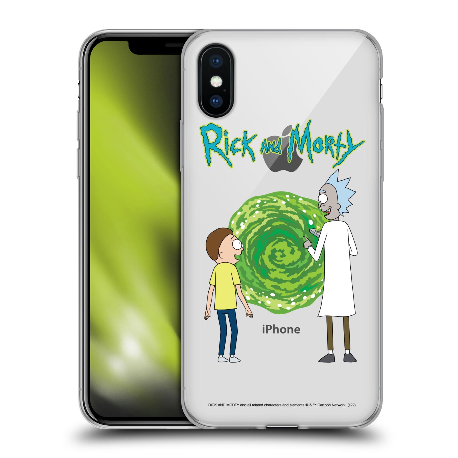 Silikonový obal na mobil Apple iPhone X / XS - HEAD CASE - Rick a Morty - Zelená Díra