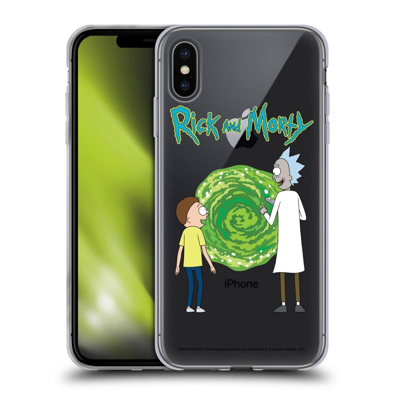 Silikonový obal na mobil Apple iPhone XS MAX - HEAD CASE - Rick a Morty - Zelená Díra