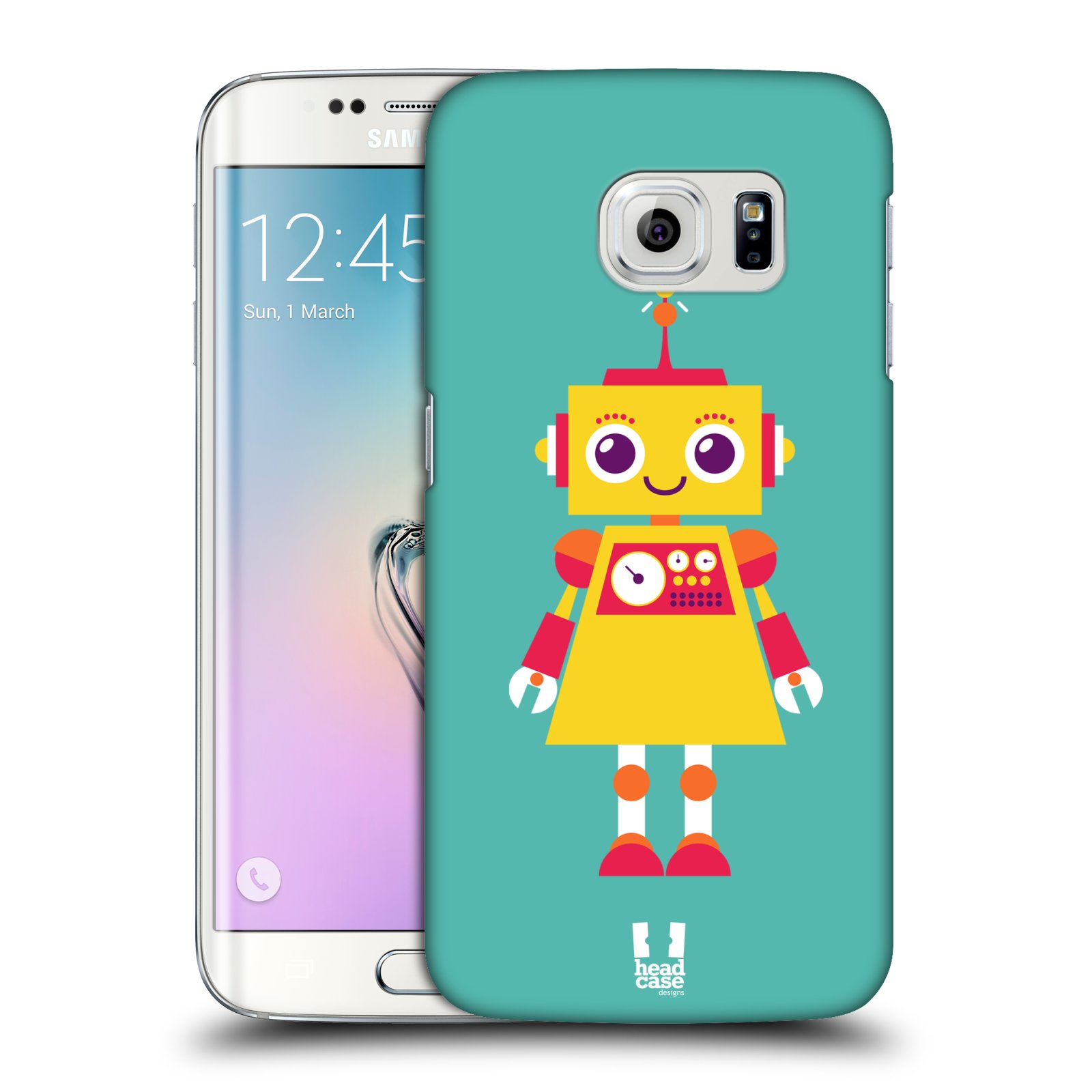 HEAD CASE plastový obal na mobil SAMSUNG Galaxy S6 EDGE (G9250, G925, G925F) vzor Malí roboti TYRKYSOVÁ