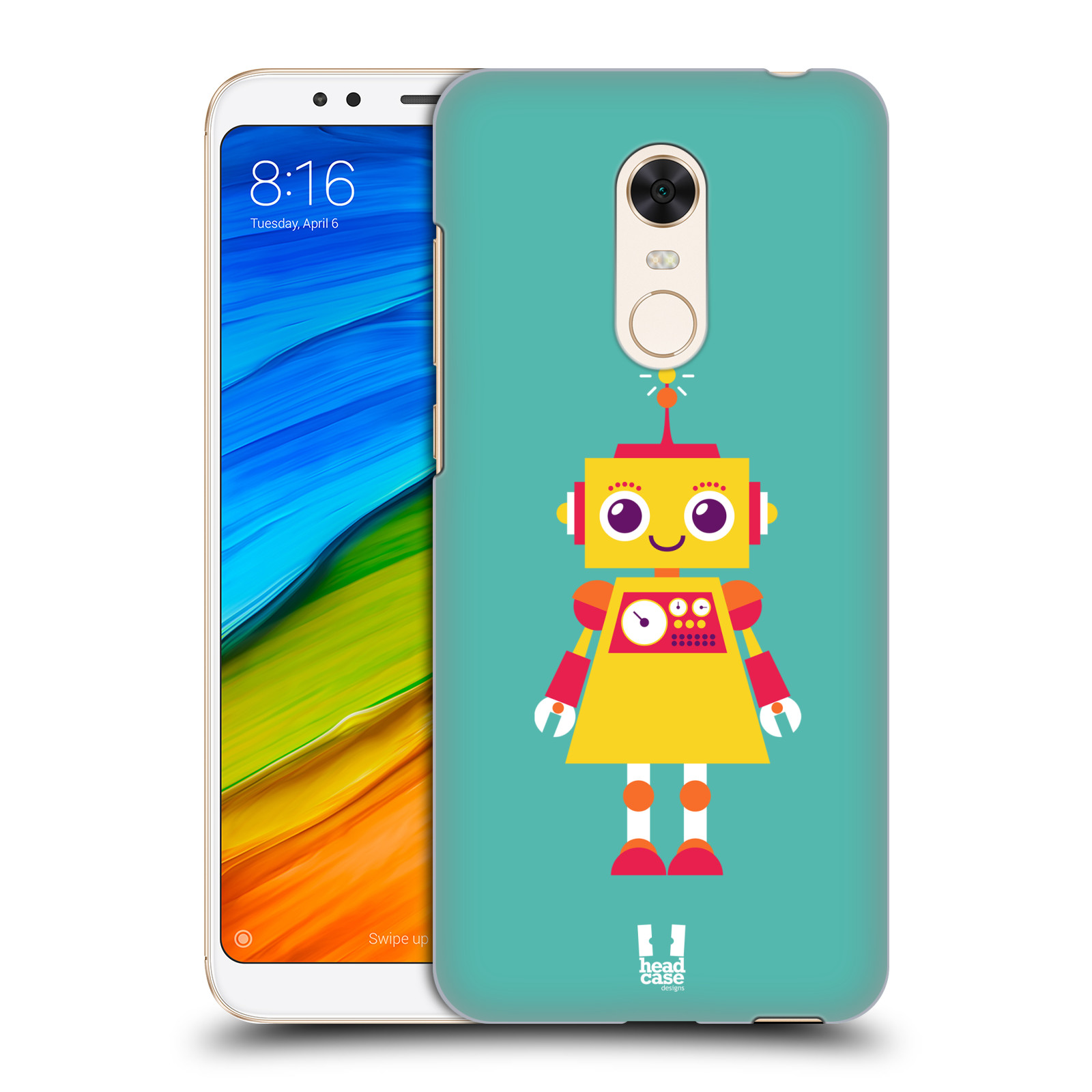 HEAD CASE plastový obal na mobil Xiaomi Redmi 5 PLUS vzor Malí roboti TYRKYSOVÁ