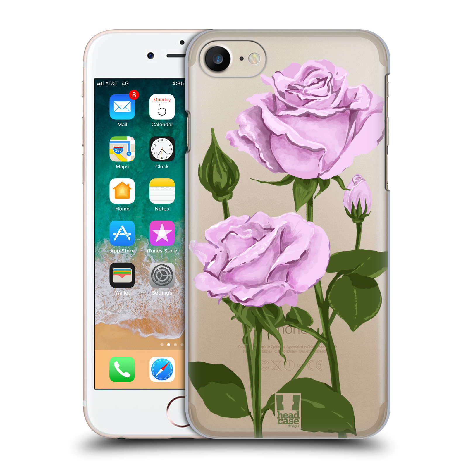 Pouzdro na mobil Apple Iphone 7/8 - HEAD CASE - květina růže růžová