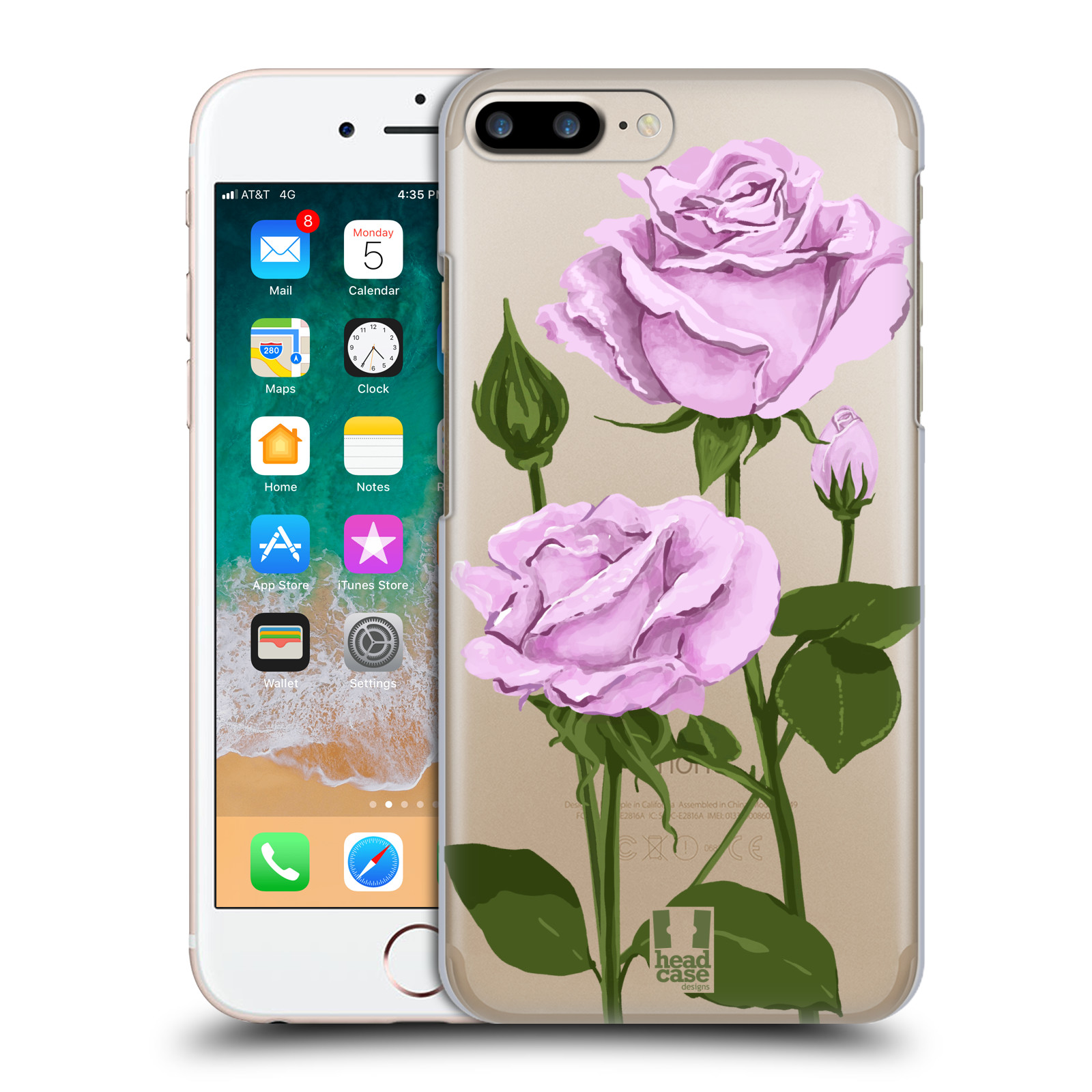 Pouzdro na mobil Apple Iphone 7/8 PLUS - HEAD CASE - květina růže růžová