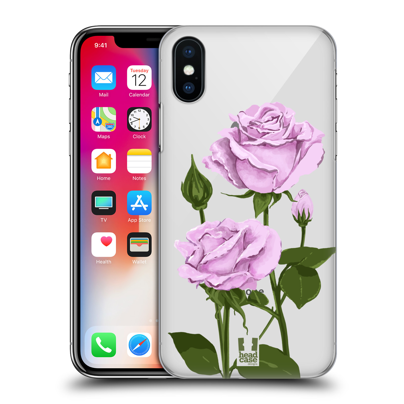 Pouzdro na mobil Apple Iphone X/XS - HEAD CASE - květina růže růžová