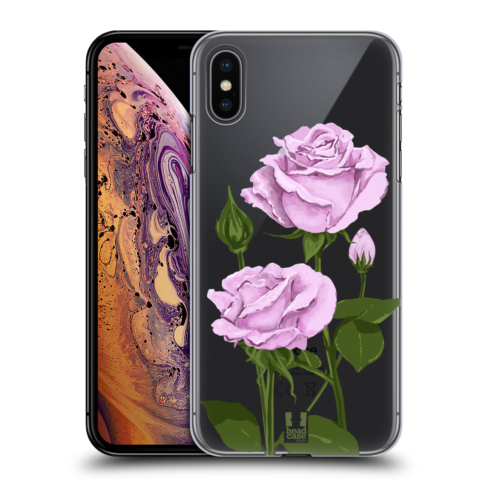 Pouzdro na mobil Apple Iphone XS MAX - HEAD CASE - květina růže růžová