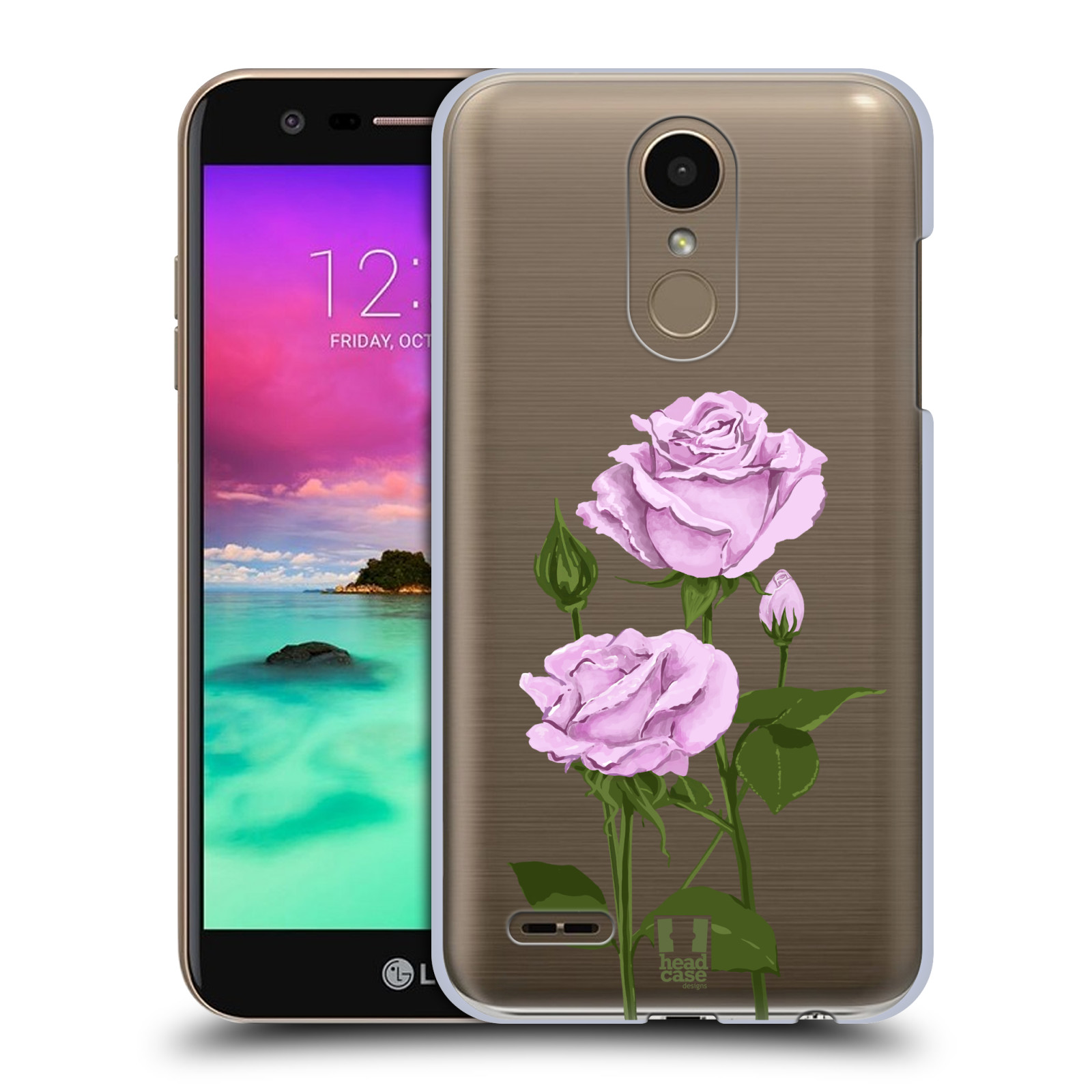 Pouzdro na mobil LG K10 2018 - HEAD CASE - květina růže růžová
