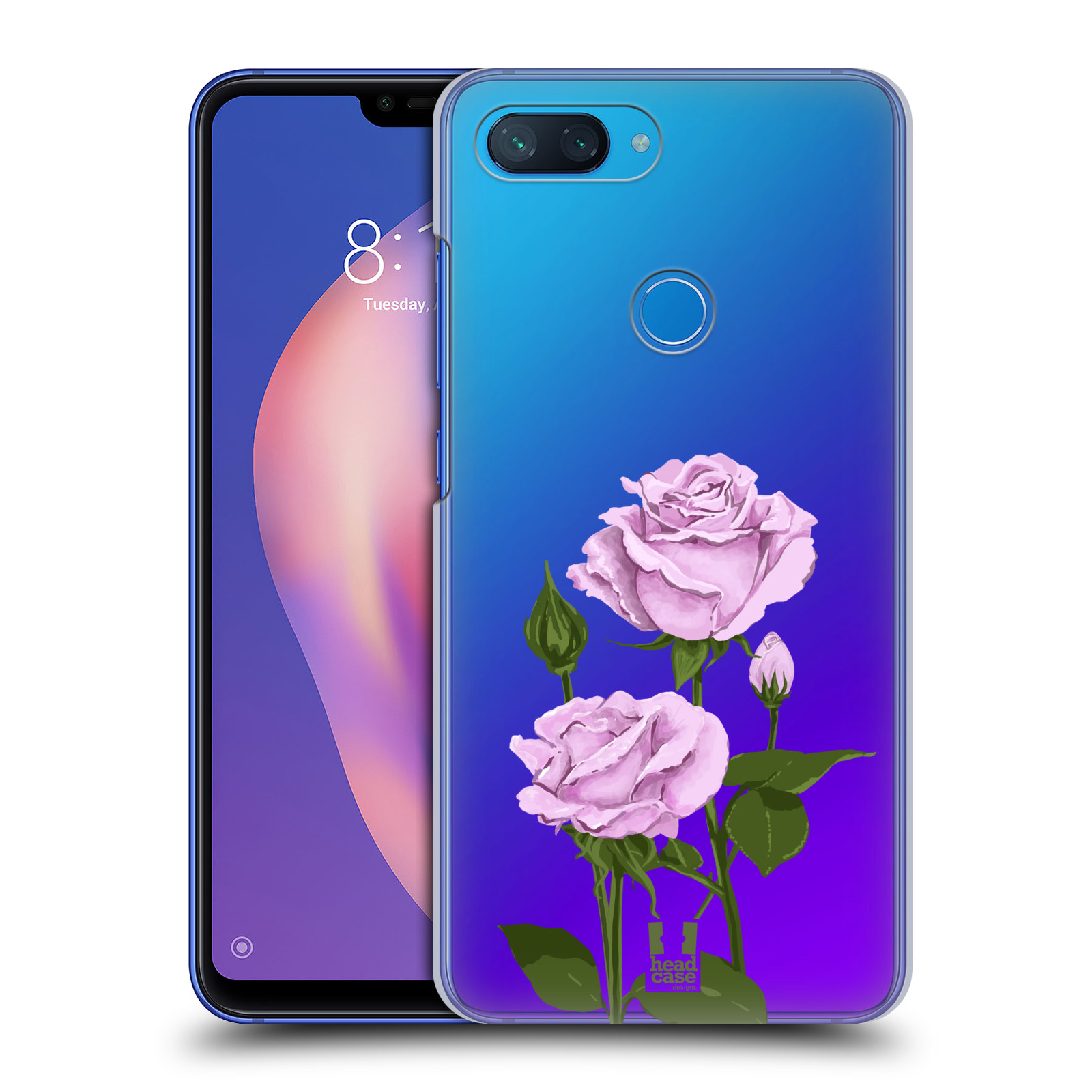 Pouzdro na mobil Xiaomi  Mi 8 Lite - HEAD CASE - květina růže růžová