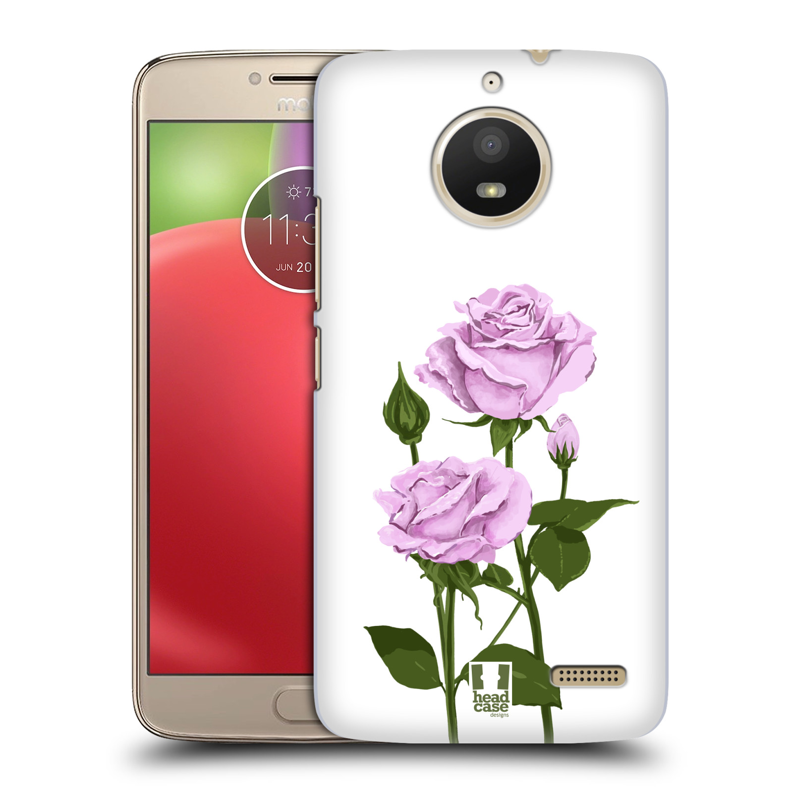 Pouzdro na mobil Lenovo Moto E4 - HEAD CASE - květina růže růžová