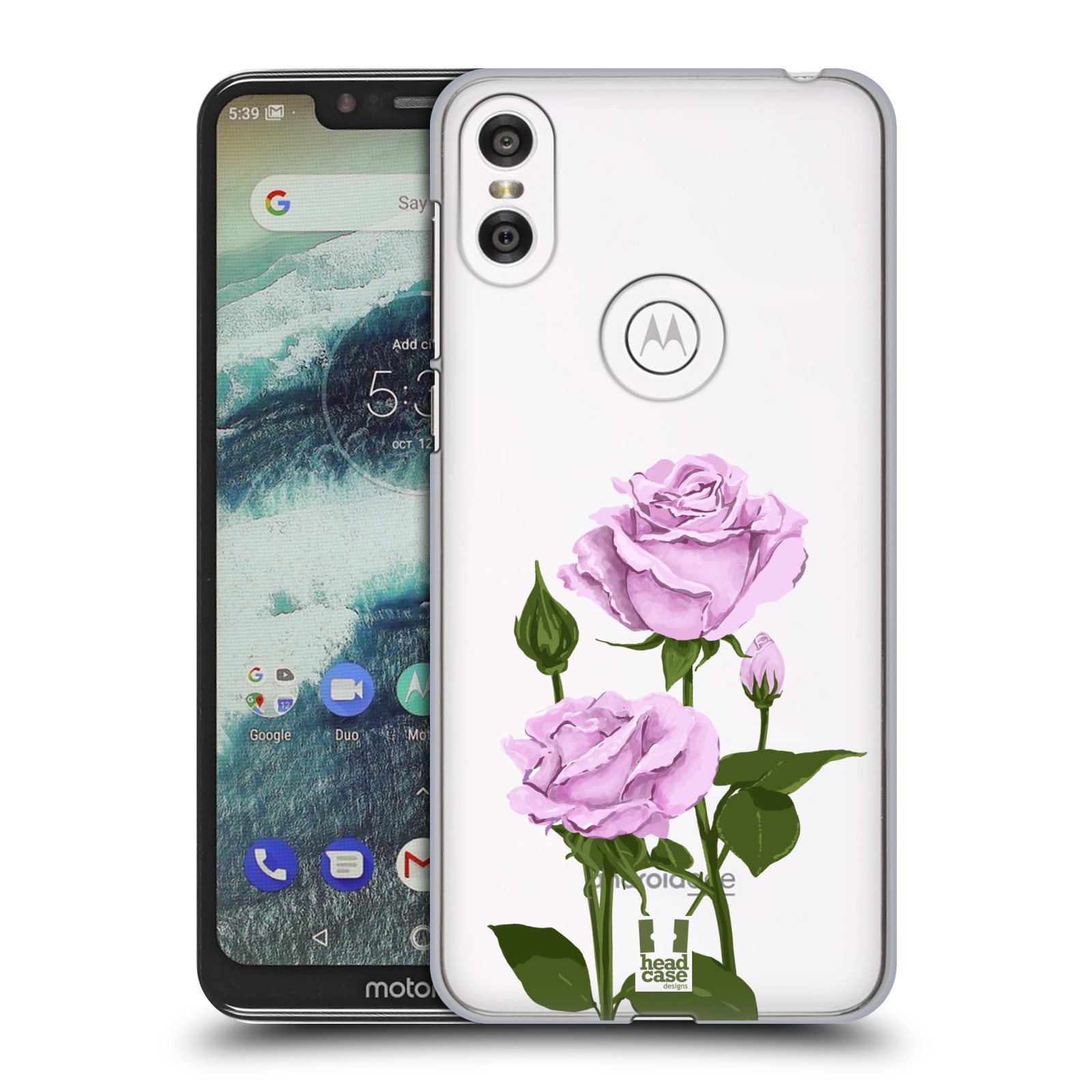 Pouzdro na mobil Motorola Moto ONE - HEAD CASE - květina růže růžová