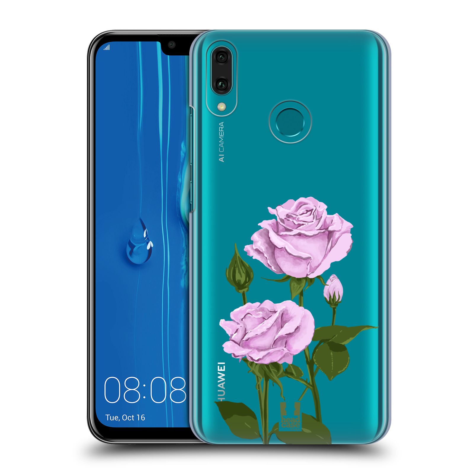 Pouzdro na mobil Huawei Y9 2019 - HEAD CASE - květina růže růžová