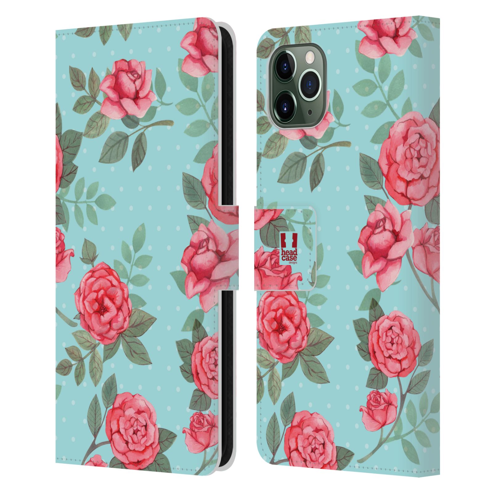 Pouzdro na mobil Apple Iphone 11 PRO MAX romantické květy velké růže modrá a růžová
