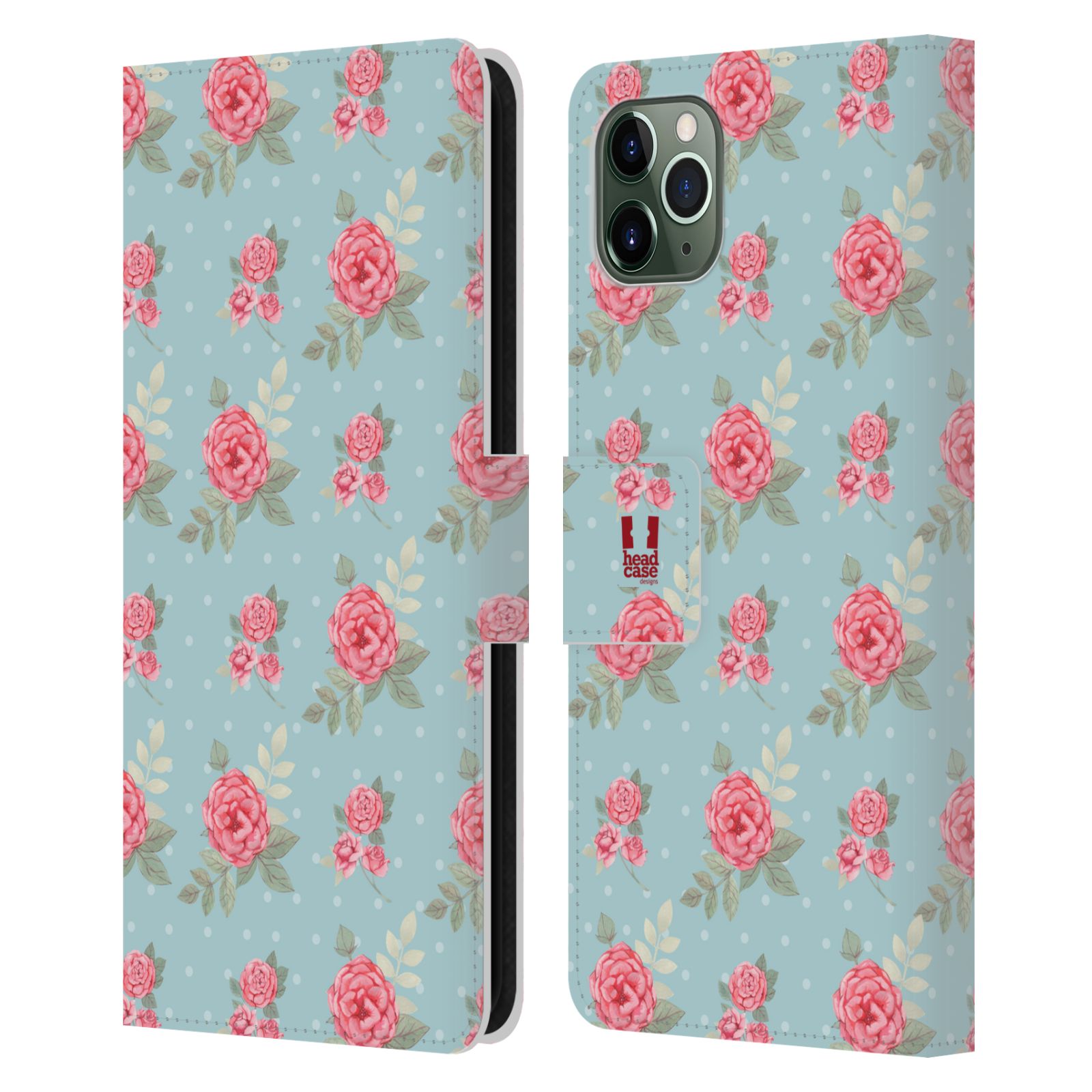 Pouzdro na mobil Apple Iphone 11 PRO MAX romantické květy anglické růže modrá a růžová