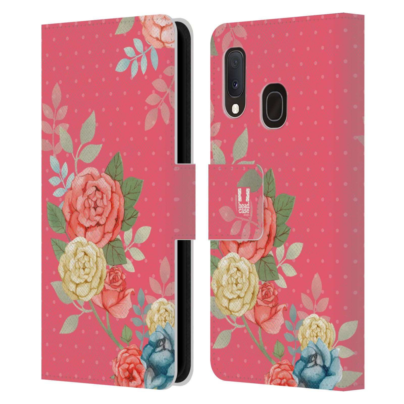 Pouzdro na mobil Samsung Galaxy A20e romantické květy růžová
