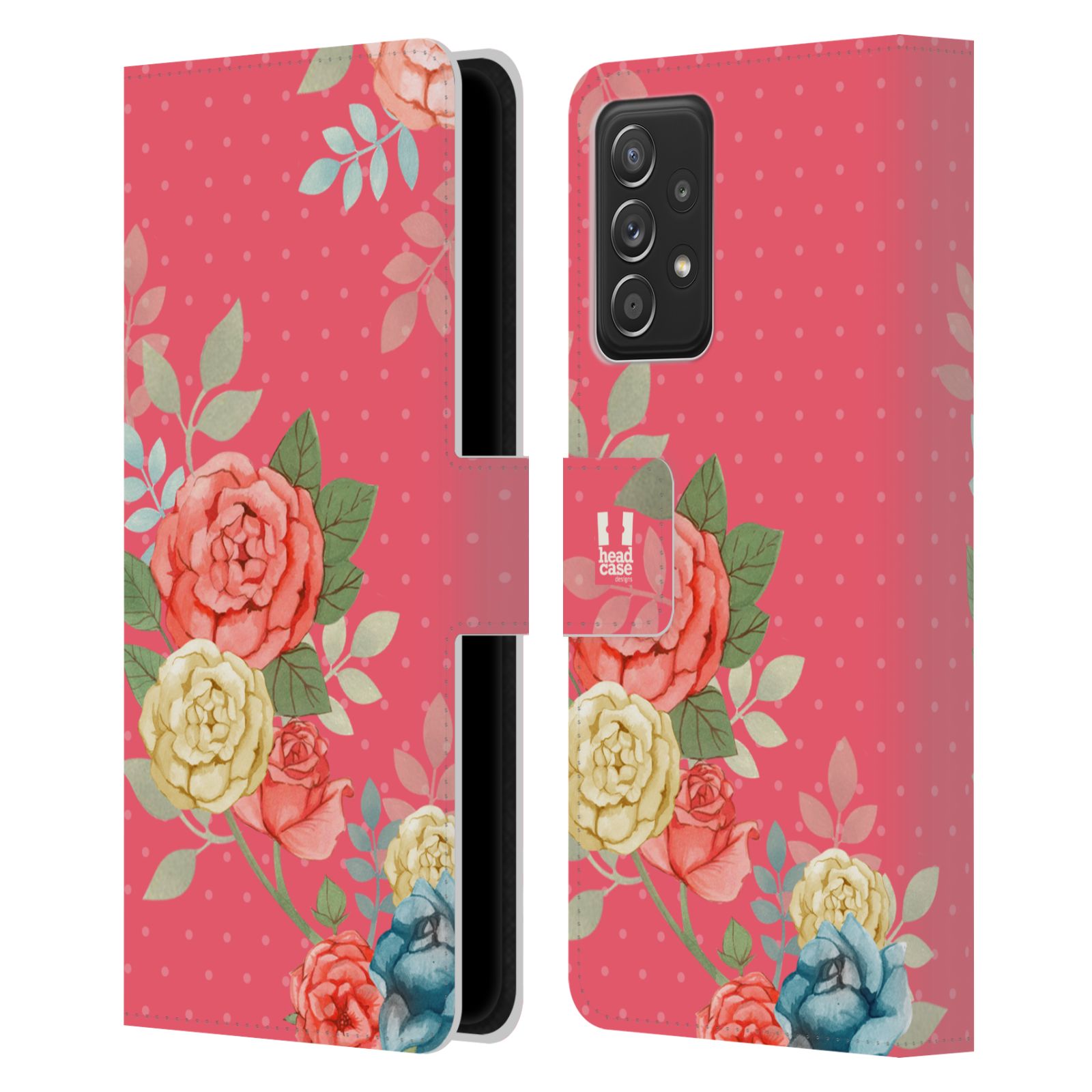 Pouzdro HEAD CASE na mobil Samsung Galaxy A52 / A52 5G / A52s 5G romantické květy růžová