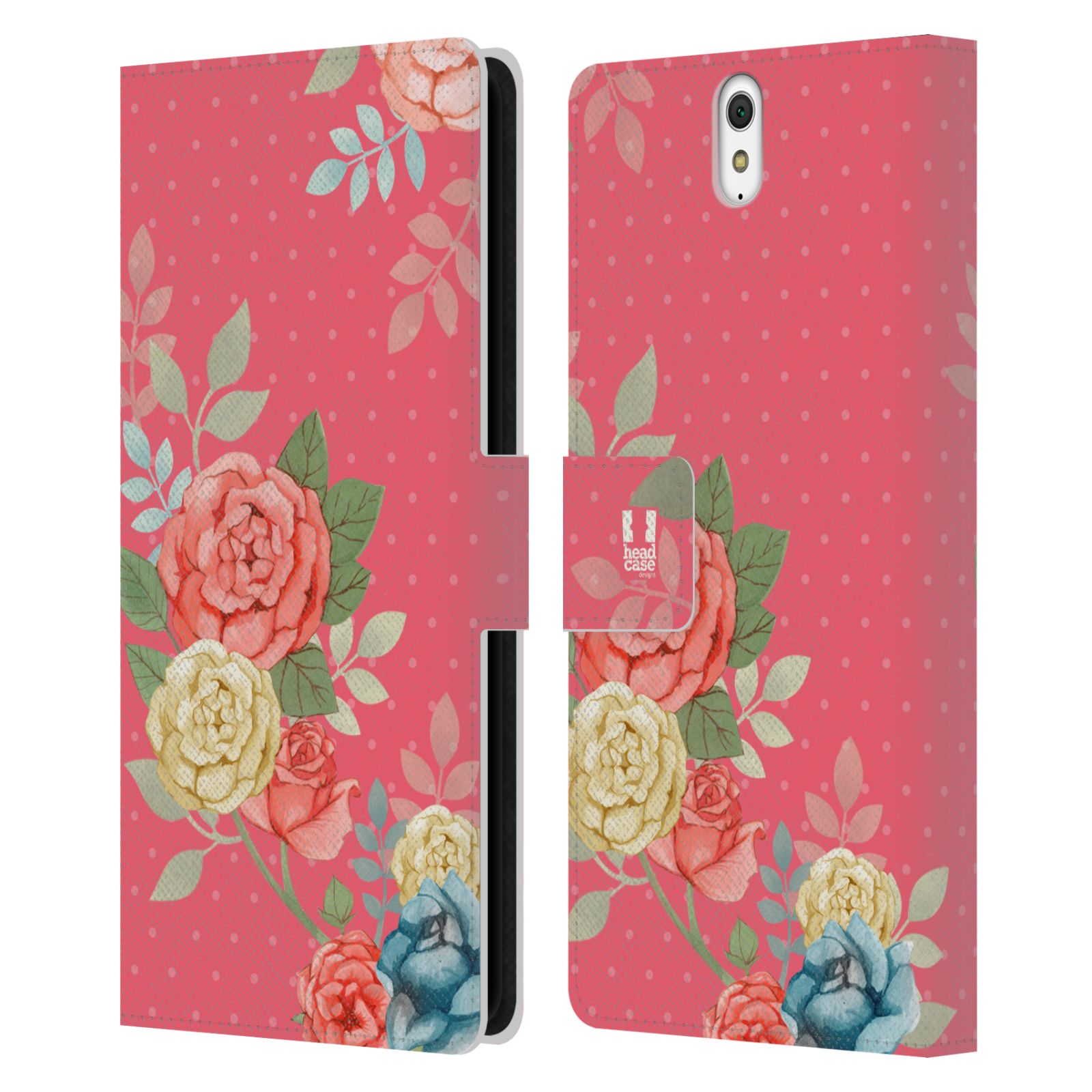HEAD CASE Flipové pouzdro pro mobil SONY XPERIA C5 Ultra romantické květy růžová