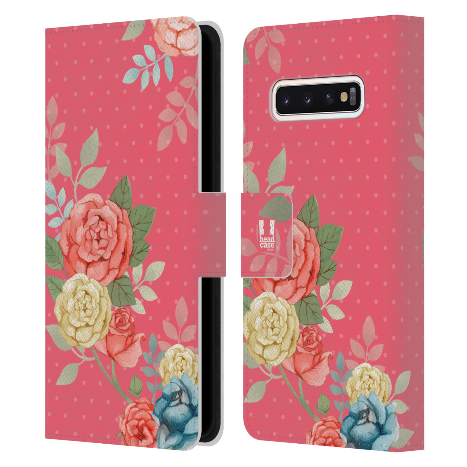 Pouzdro HEAD CASE na mobil Samsung Galaxy S10 romantické květy růžová
