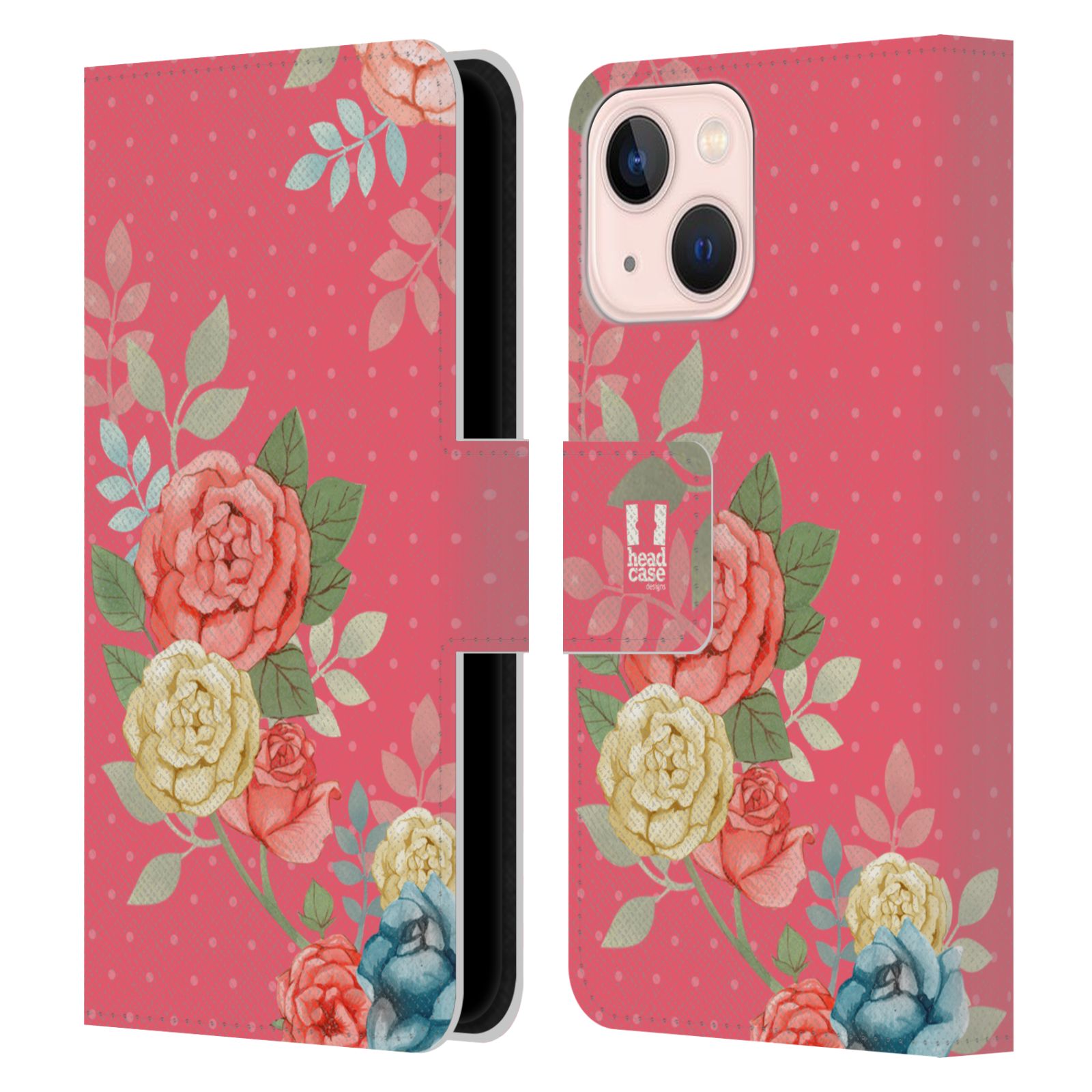 Pouzdro HEAD CASE na mobil Apple Iphone 13 MINI romantické květy růžová