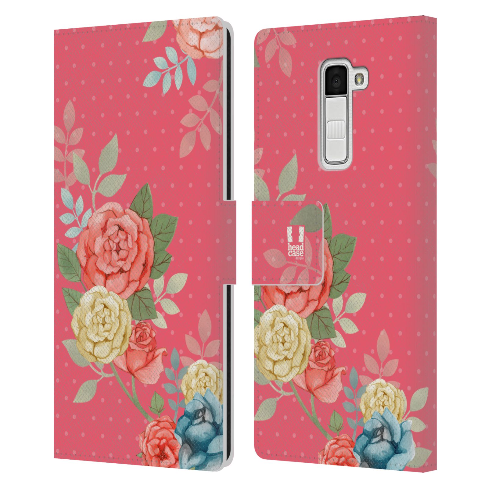 HEAD CASE Flipové pouzdro pro mobil LG K10 romantické květy růžová