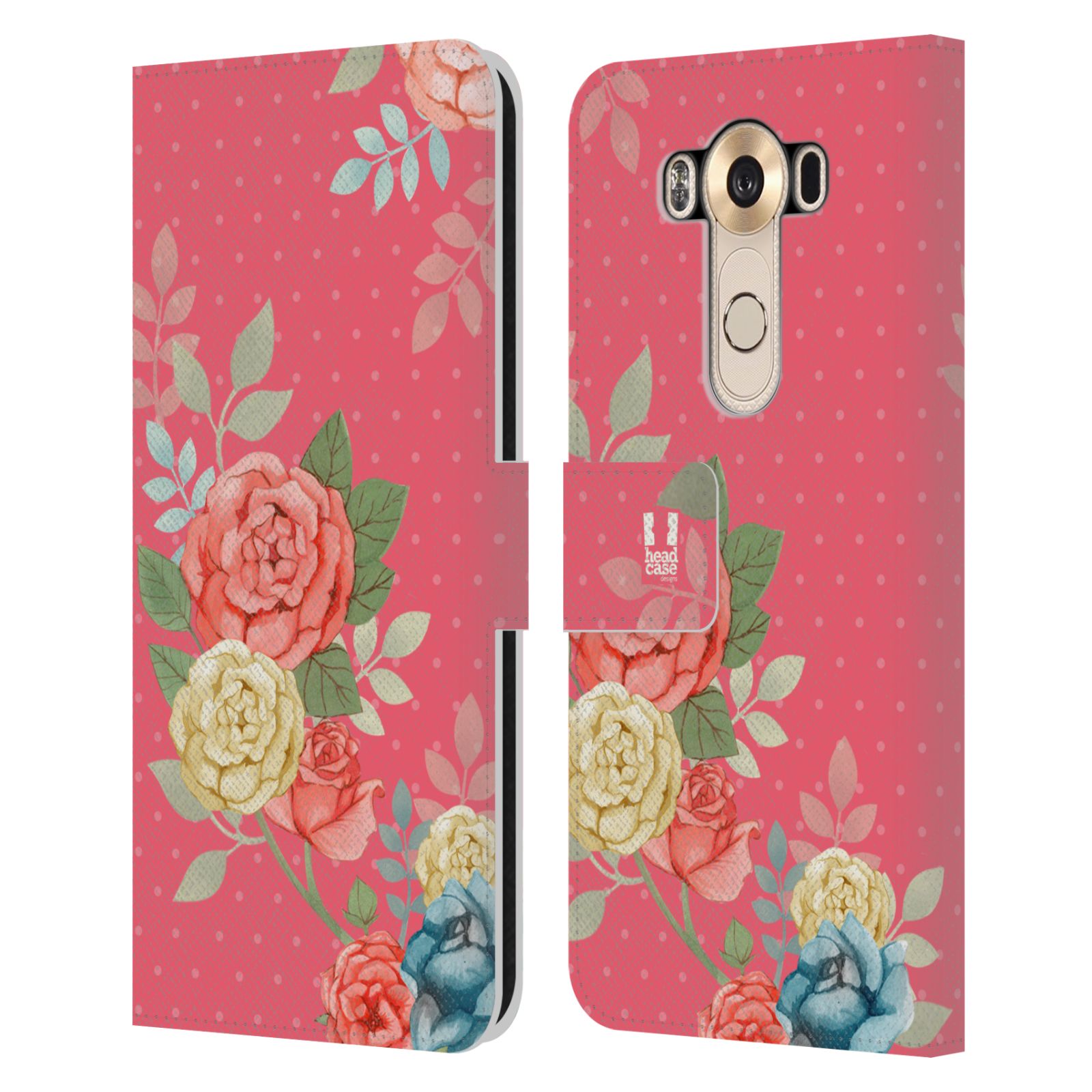 HEAD CASE Flipové pouzdro pro mobil LG V10 romantické květy růžová