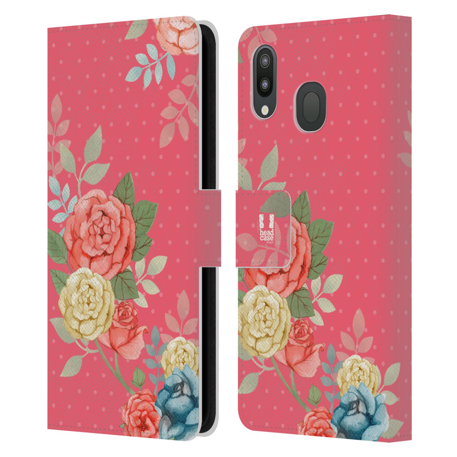 Pouzdro na mobil Samsung Galaxy M20 romantické květy růžová