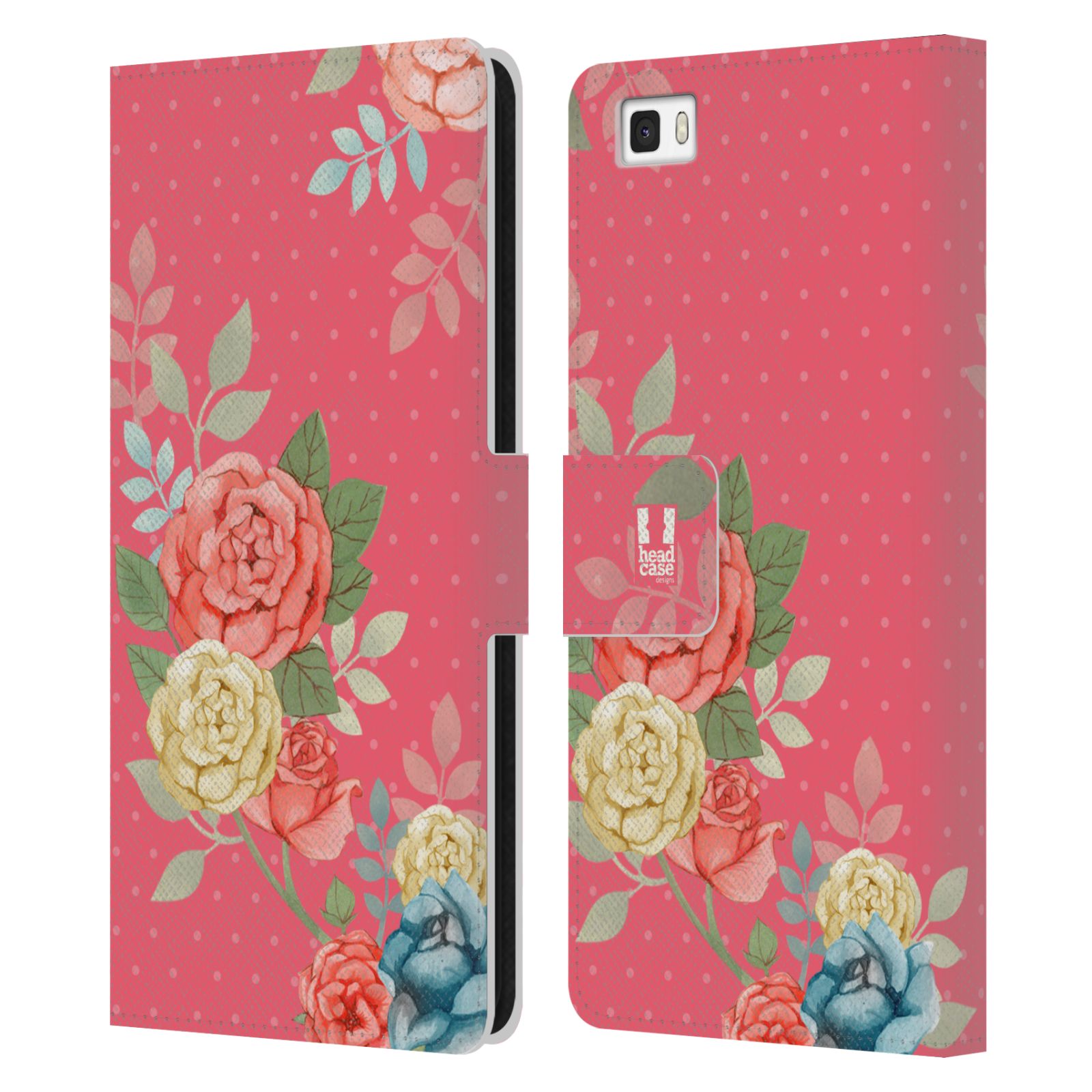 HEAD CASE Flipové pouzdro pro mobil Huawei P8 LITE romantické květy růžová