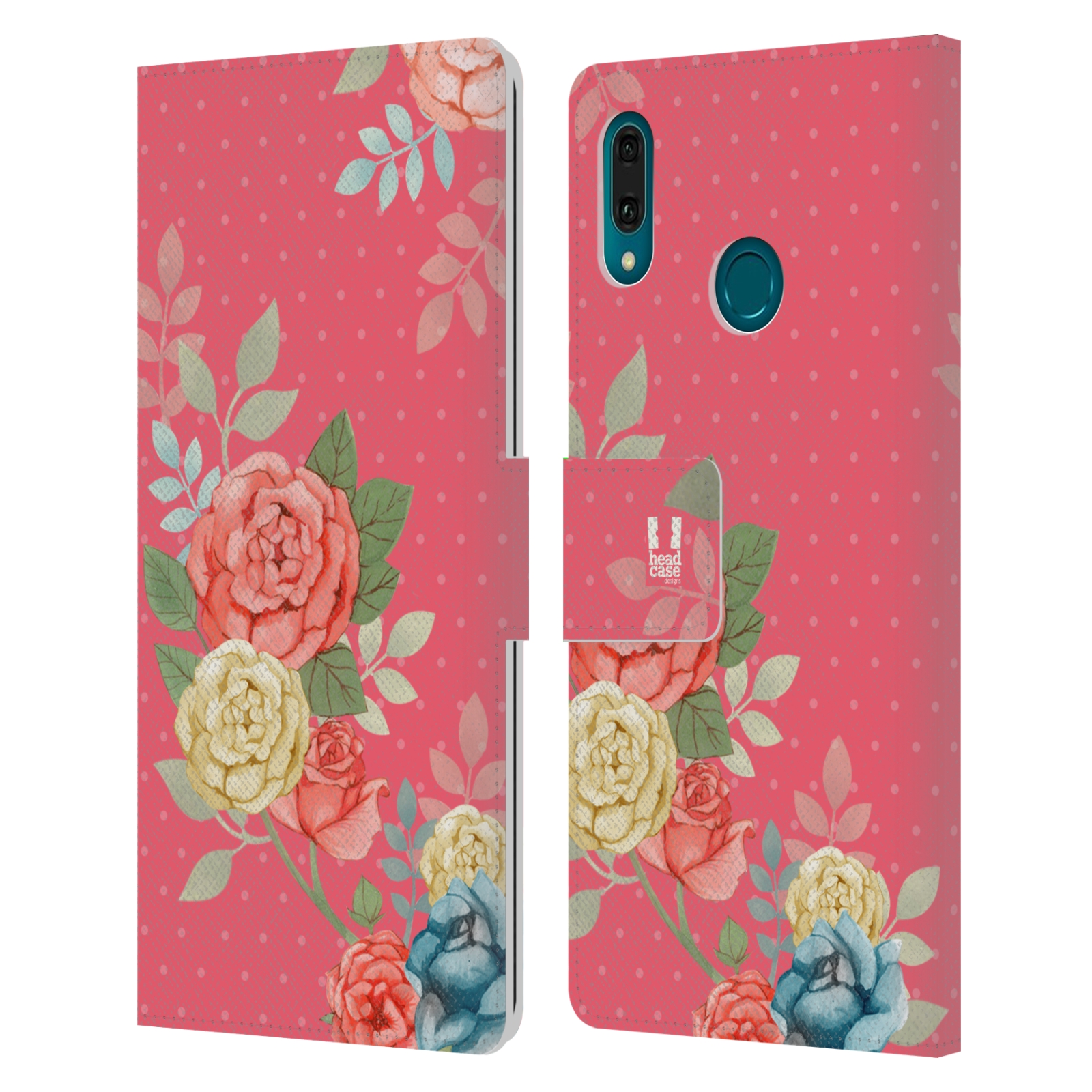 Pouzdro na mobil Huawei Y9 2019 romantické květy růžová
