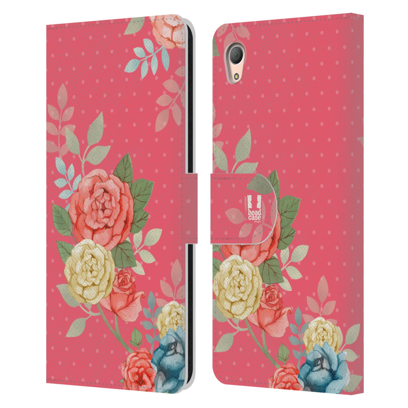 HEAD CASE Flipové pouzdro pro mobil SONY XPERIA Z3+ (PLUS) romantické květy růžová