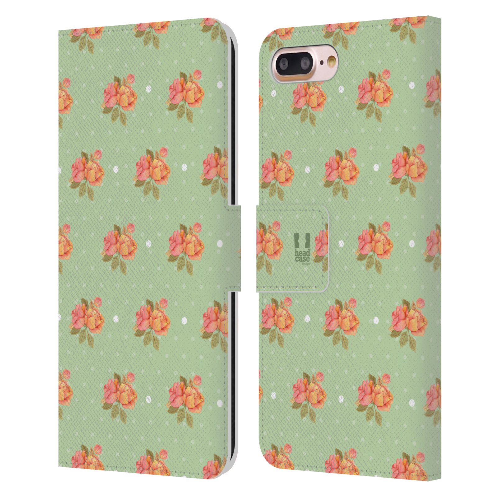HEAD CASE Flipové pouzdro pro mobil Apple Iphone 7 PLUS / 8 PLUS romantické květy jaro zelená