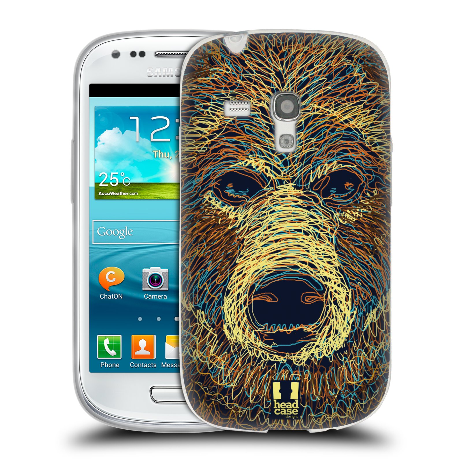 HEAD CASE silikonový obal na mobil Samsung Galaxy S3 MINI i8190 vzor zvíře čmáranice medvěd