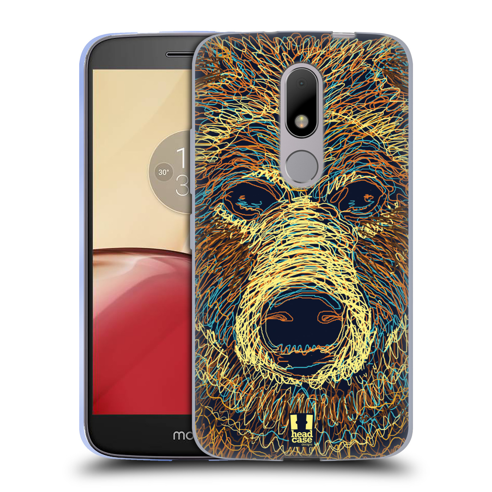 HEAD CASE silikonový obal na mobil Lenovo Moto M vzor zvíře čmáranice medvěd