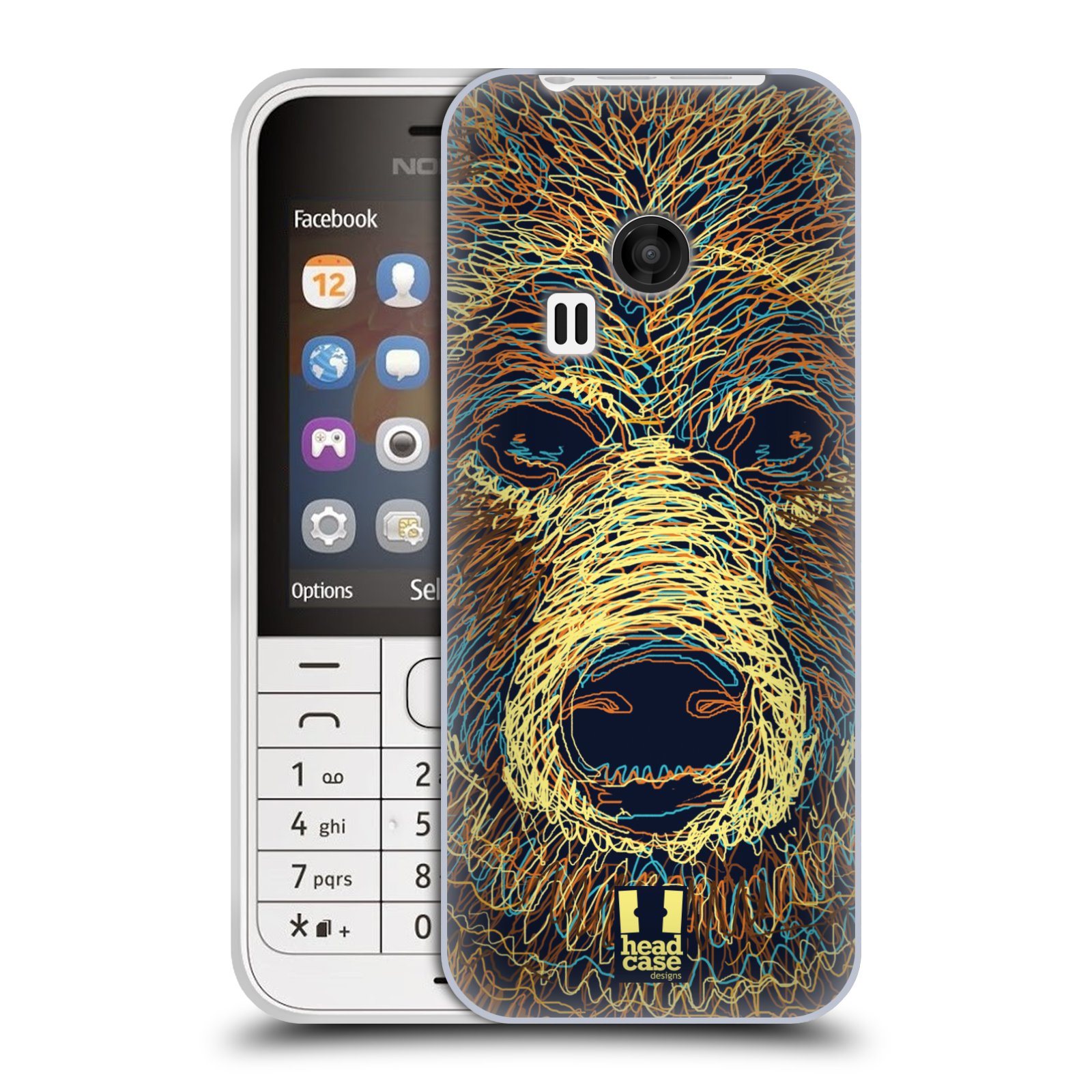 HEAD CASE silikonový obal na mobil NOKIA 220 / NOKIA 220 DUAL SIM vzor zvíře čmáranice medvěd