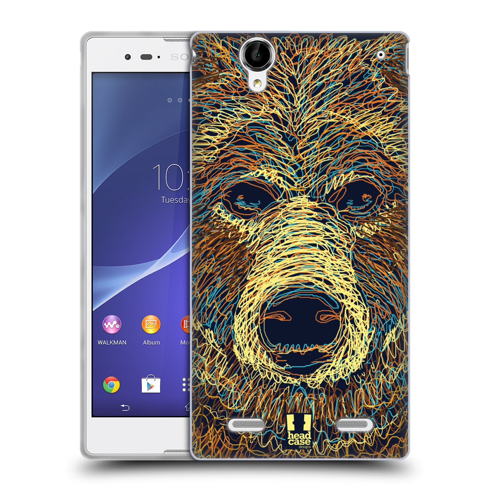 HEAD CASE silikonový obal na mobil Sony Xperia T2 Ultra/T2 Ultra DUAL SIM vzor zvíře čmáranice medvěd