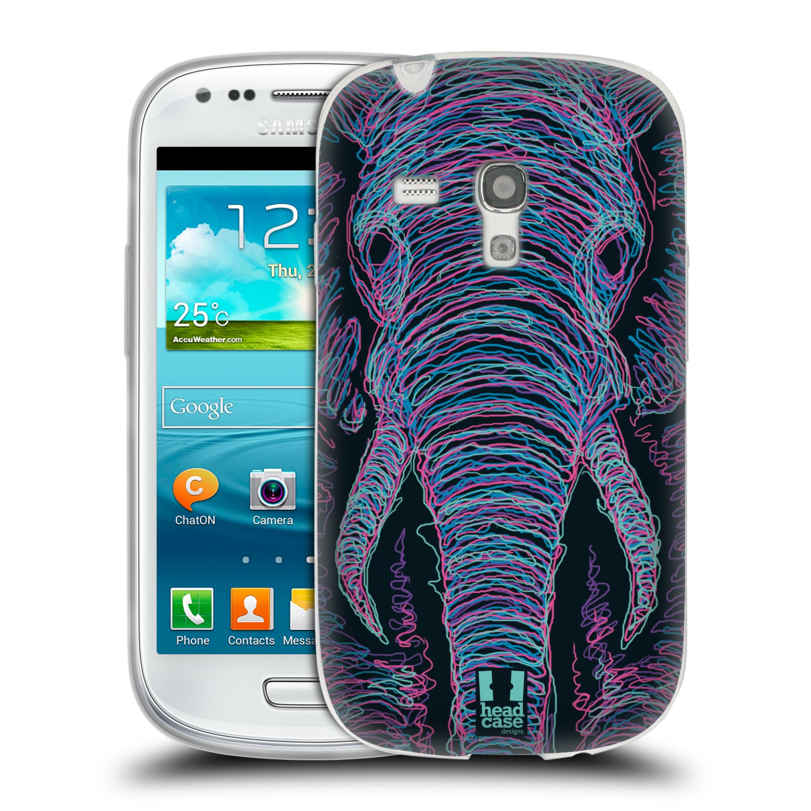 HEAD CASE silikonový obal na mobil Samsung Galaxy S3 MINI i8190 vzor zvíře čmáranice slon