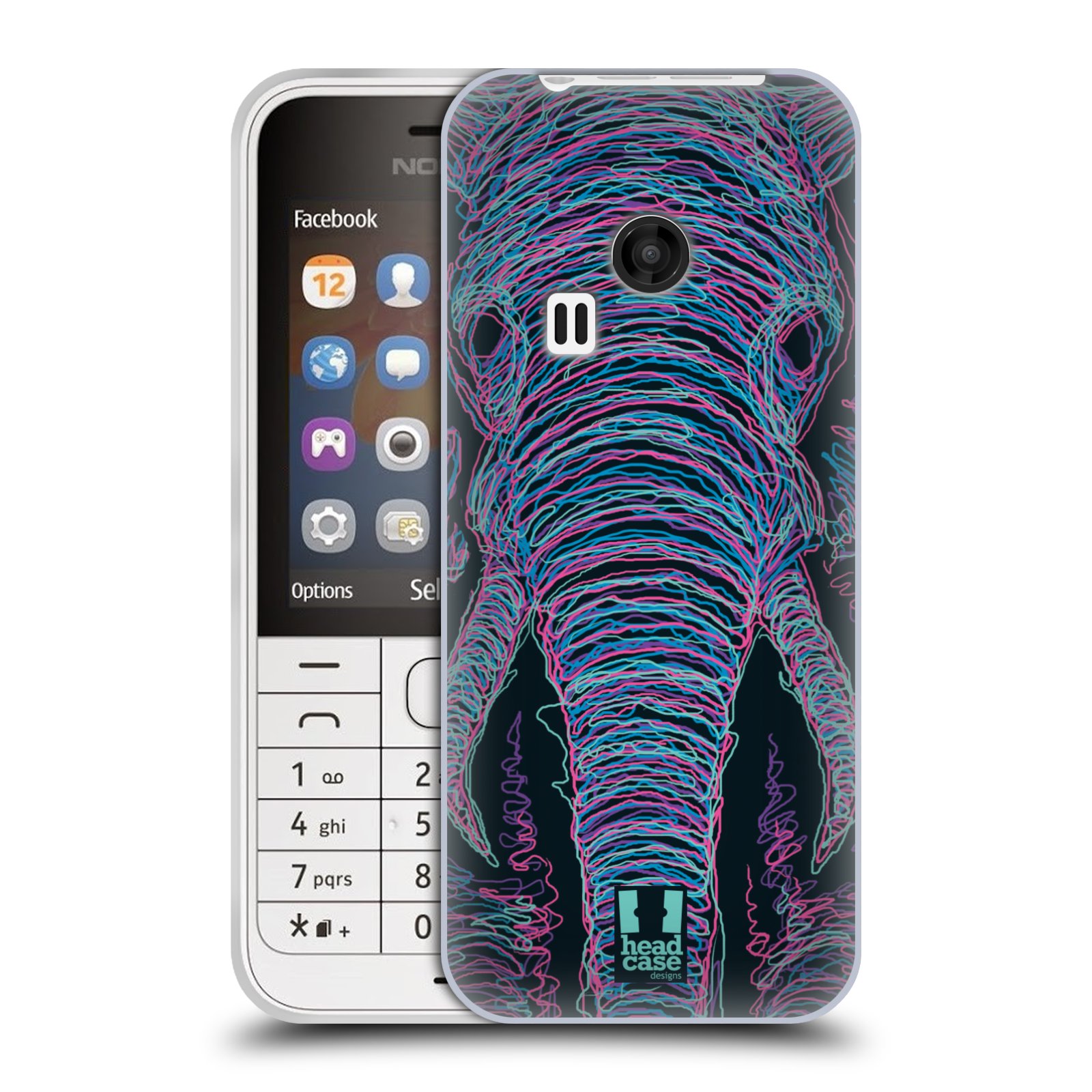 HEAD CASE silikonový obal na mobil NOKIA 220 / NOKIA 220 DUAL SIM vzor zvíře čmáranice slon