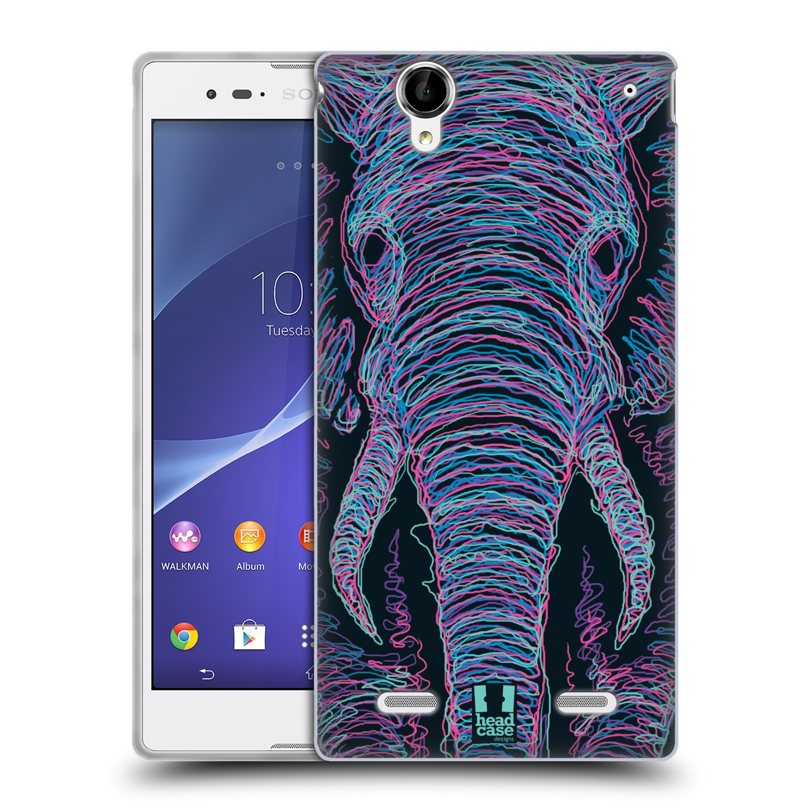 HEAD CASE silikonový obal na mobil Sony Xperia T2 Ultra/T2 Ultra DUAL SIM vzor zvíře čmáranice slon