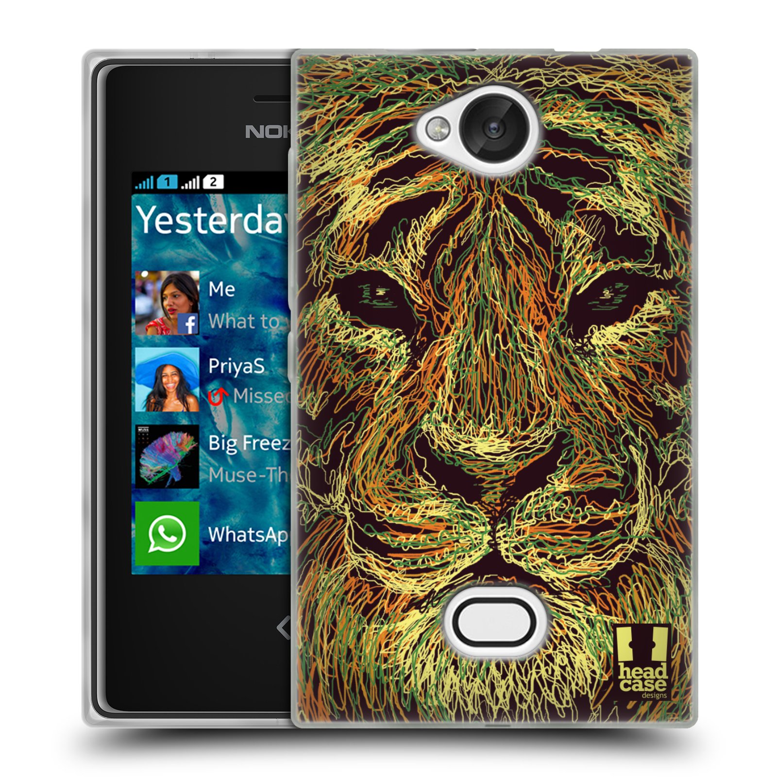 HEAD CASE silikonový obal na mobil NOKIA Asha 503 vzor zvíře čmáranice tygr