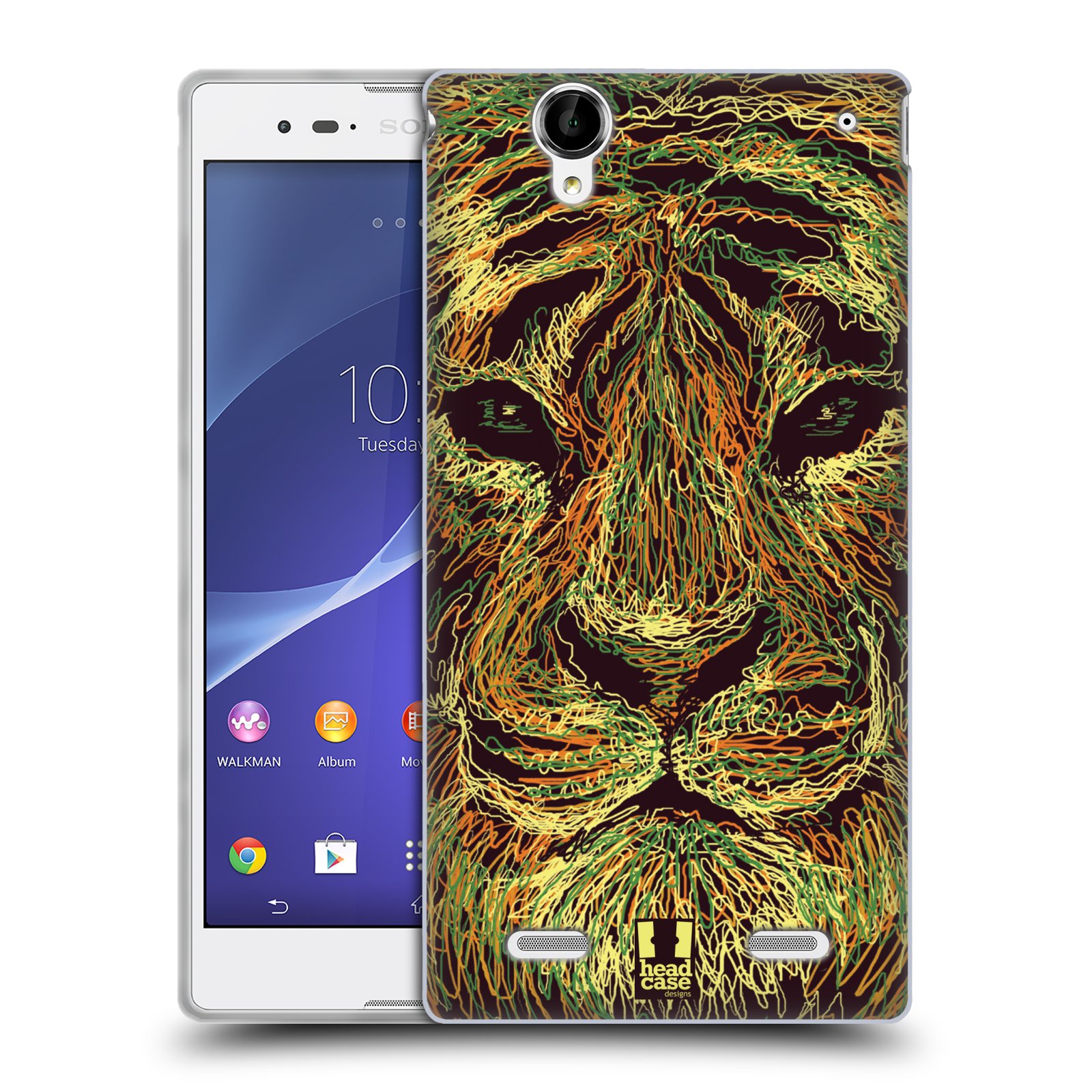 HEAD CASE silikonový obal na mobil Sony Xperia T2 Ultra/T2 Ultra DUAL SIM vzor zvíře čmáranice tygr